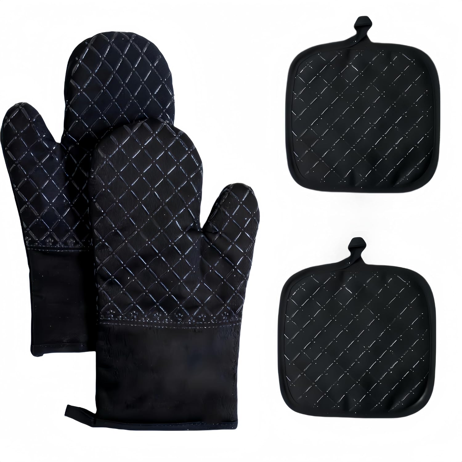 Echo Black 4-Piece Oven Mitts Pan Racks Set for Kitchen Essentials