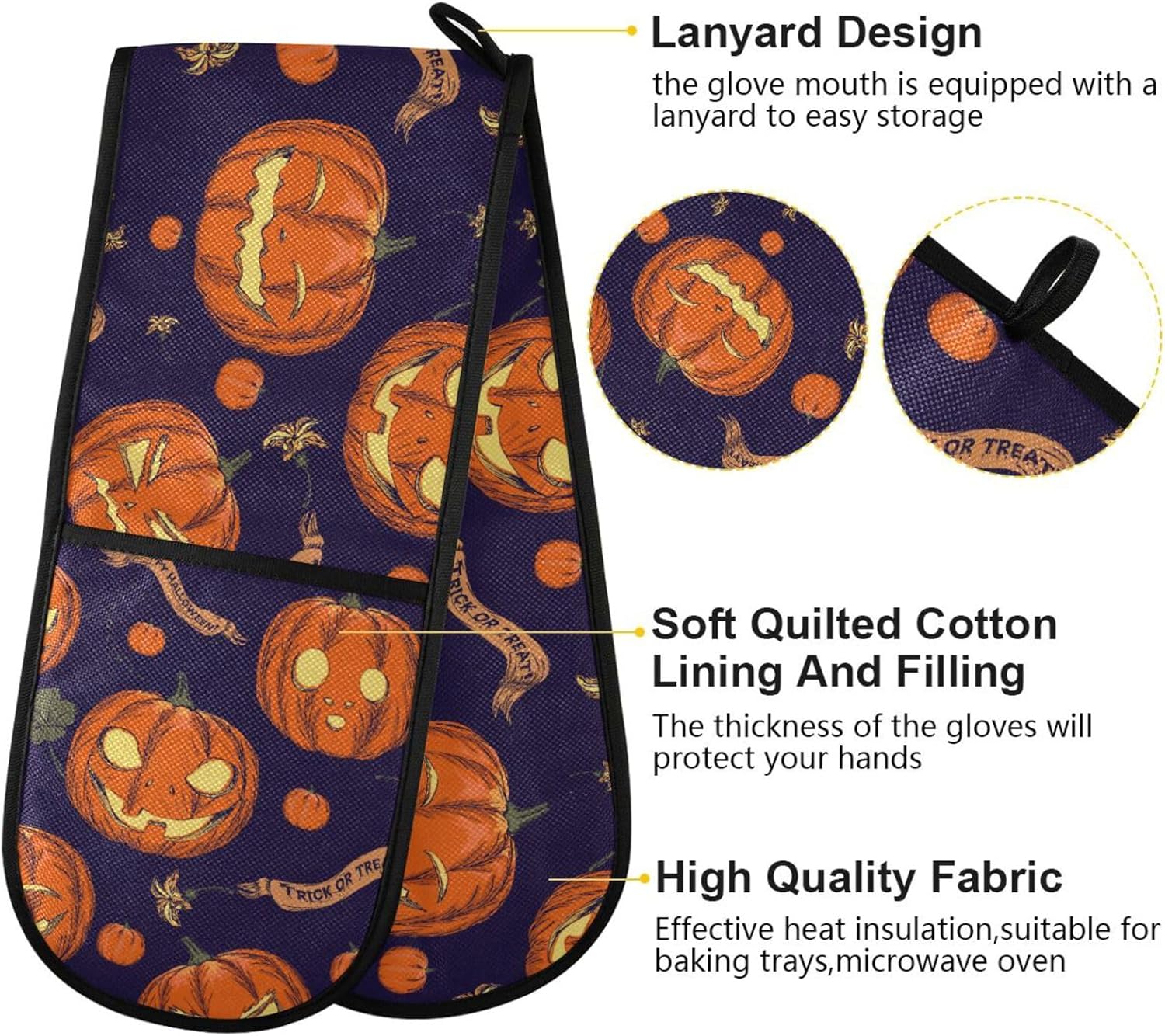 Halloween Seamlessly Orange Pumpkins on Blue Pot Holder Oven Mitts