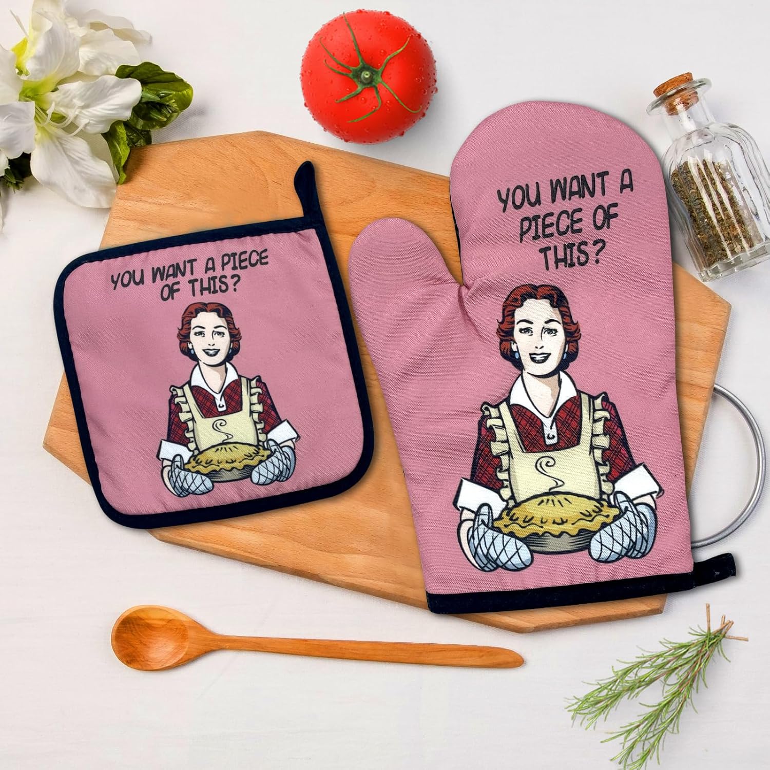 Jxubeuro Funny Oven Mitts Set of 2 with Non-Slip Design