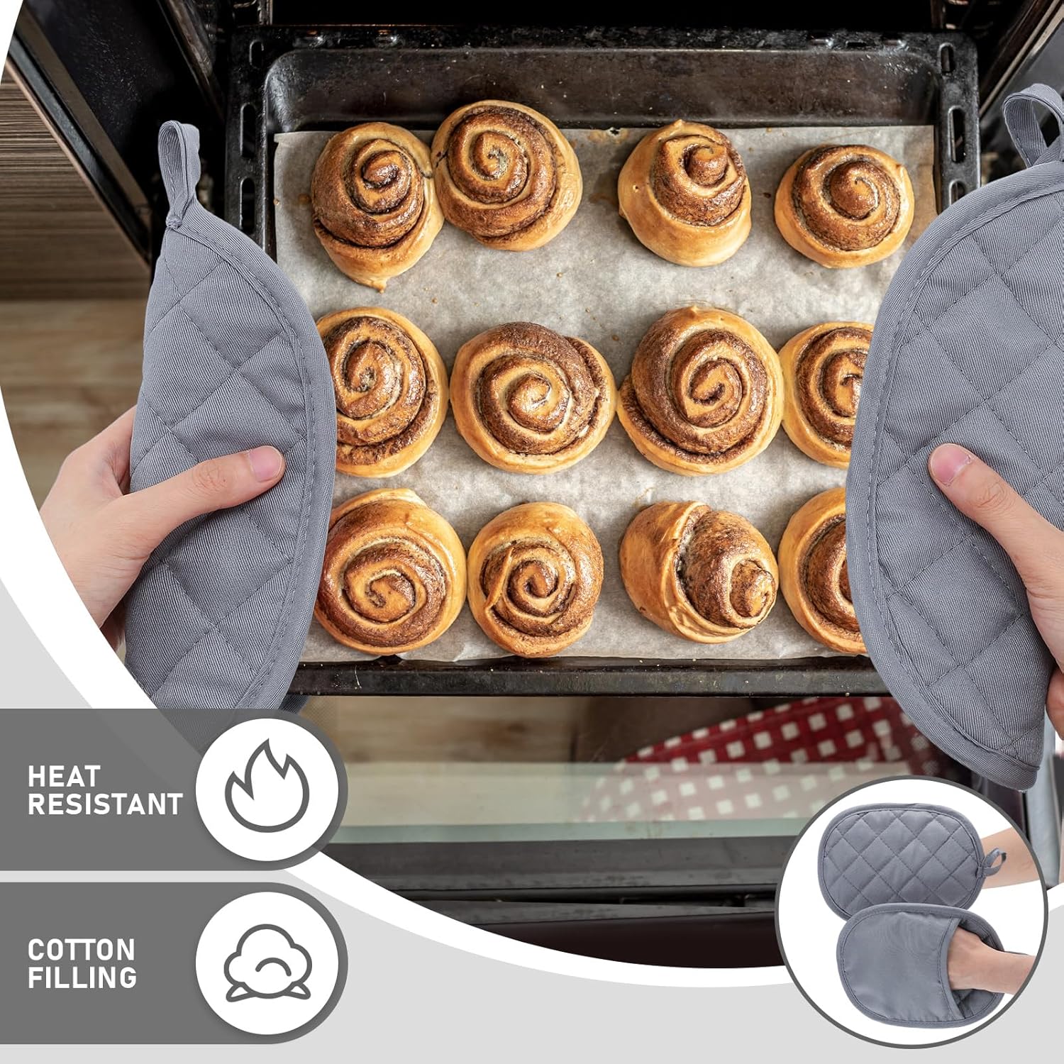 Set of 12 Heat-Resistant Gray Oval Pot Holders for Kitchen