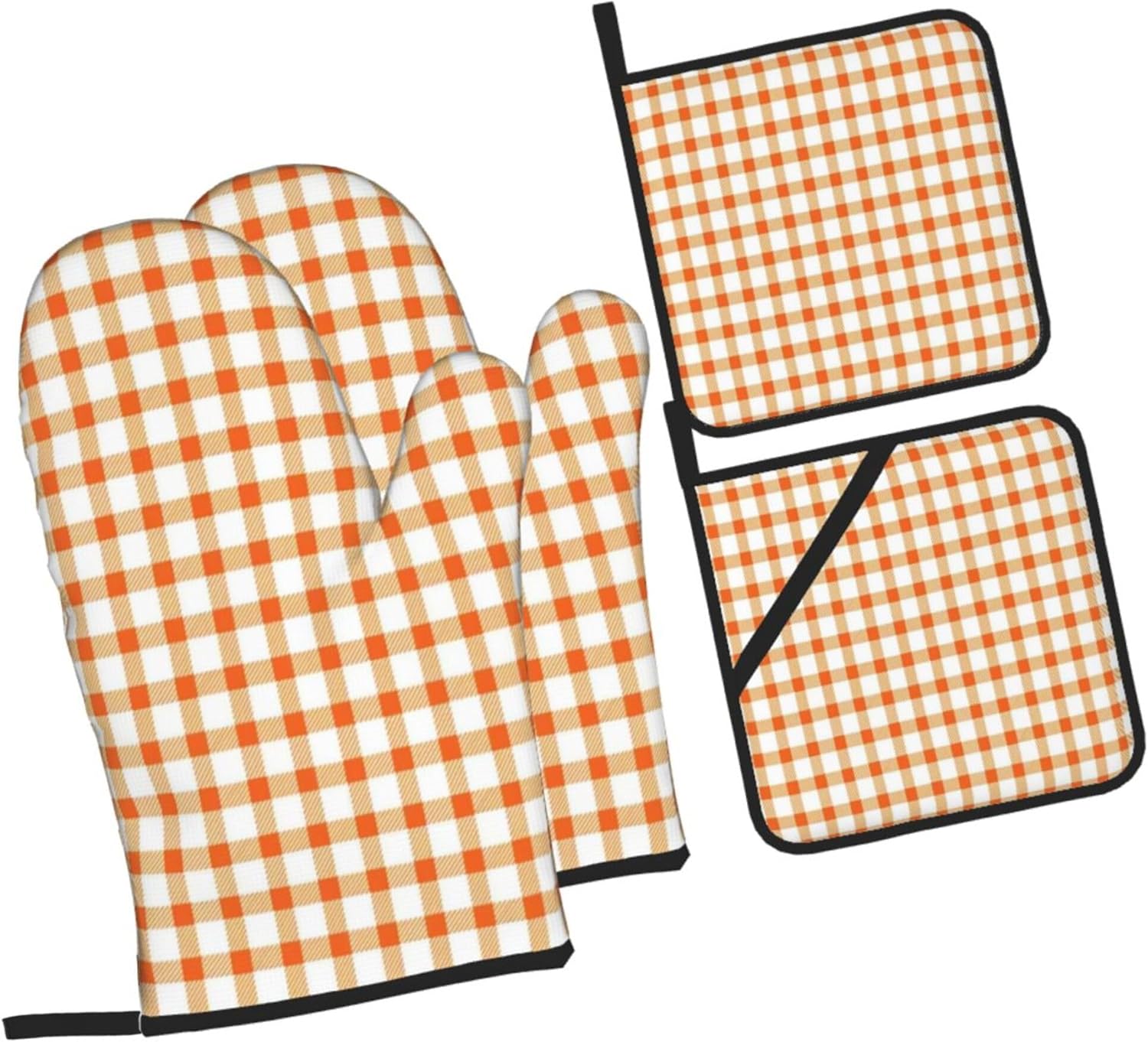 Sketch Art Style Oven Mitts Heat Resistant Pots Cooking Glove Sets
