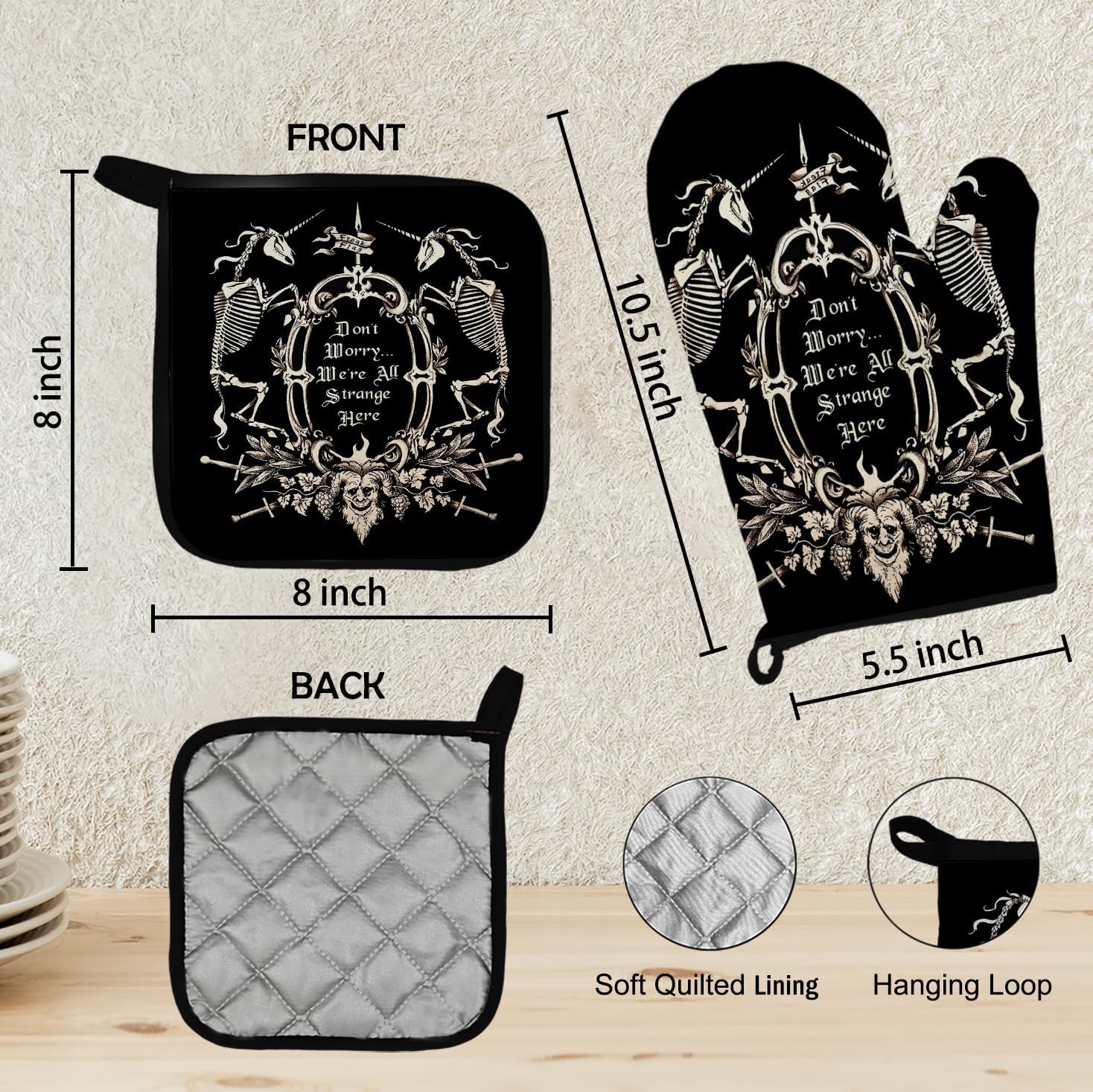 Spooky Halloween Oven Mitts and Potholders Sets