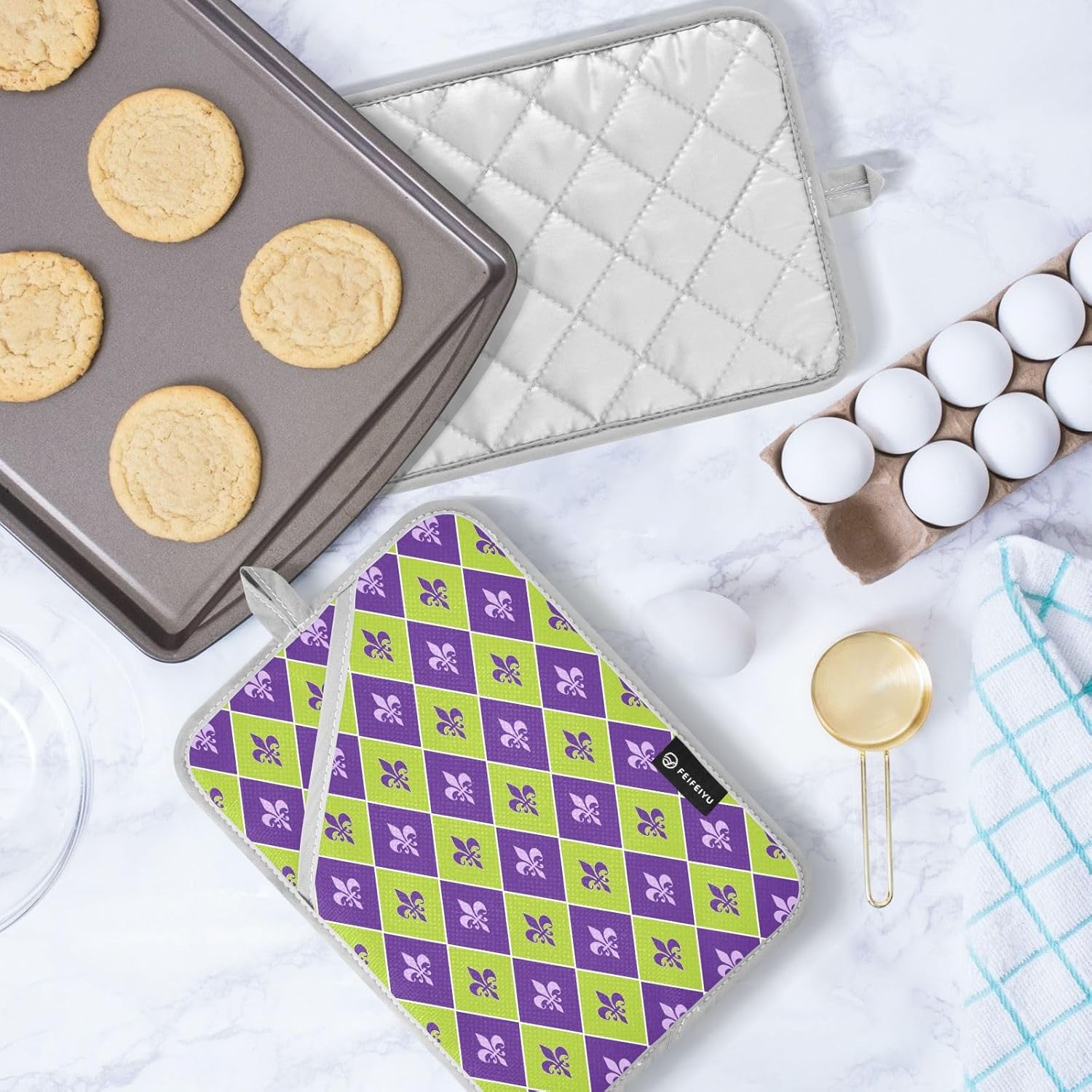 Kcldeci Heat-Resistant 2-Pack Potholders for Oven Mitts