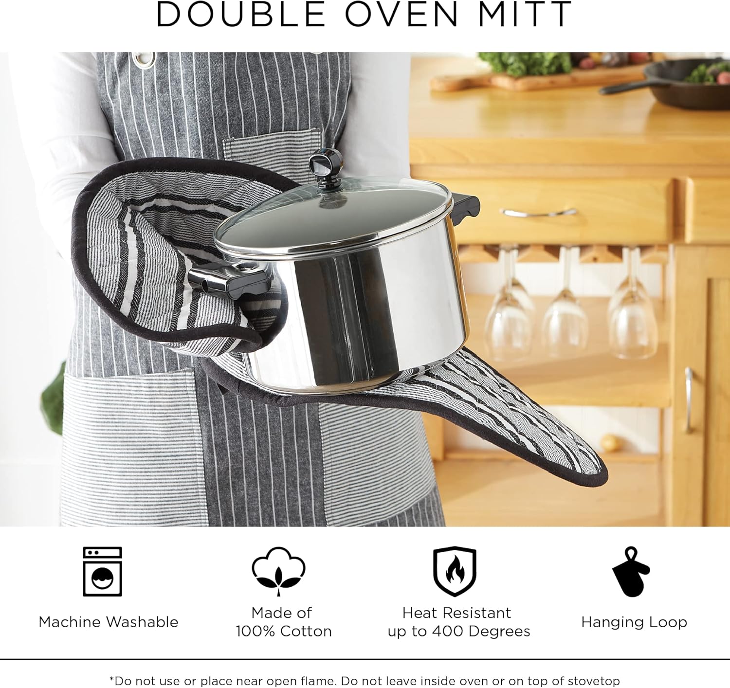 Double-Strip Heat-Resistant Oven Mitt