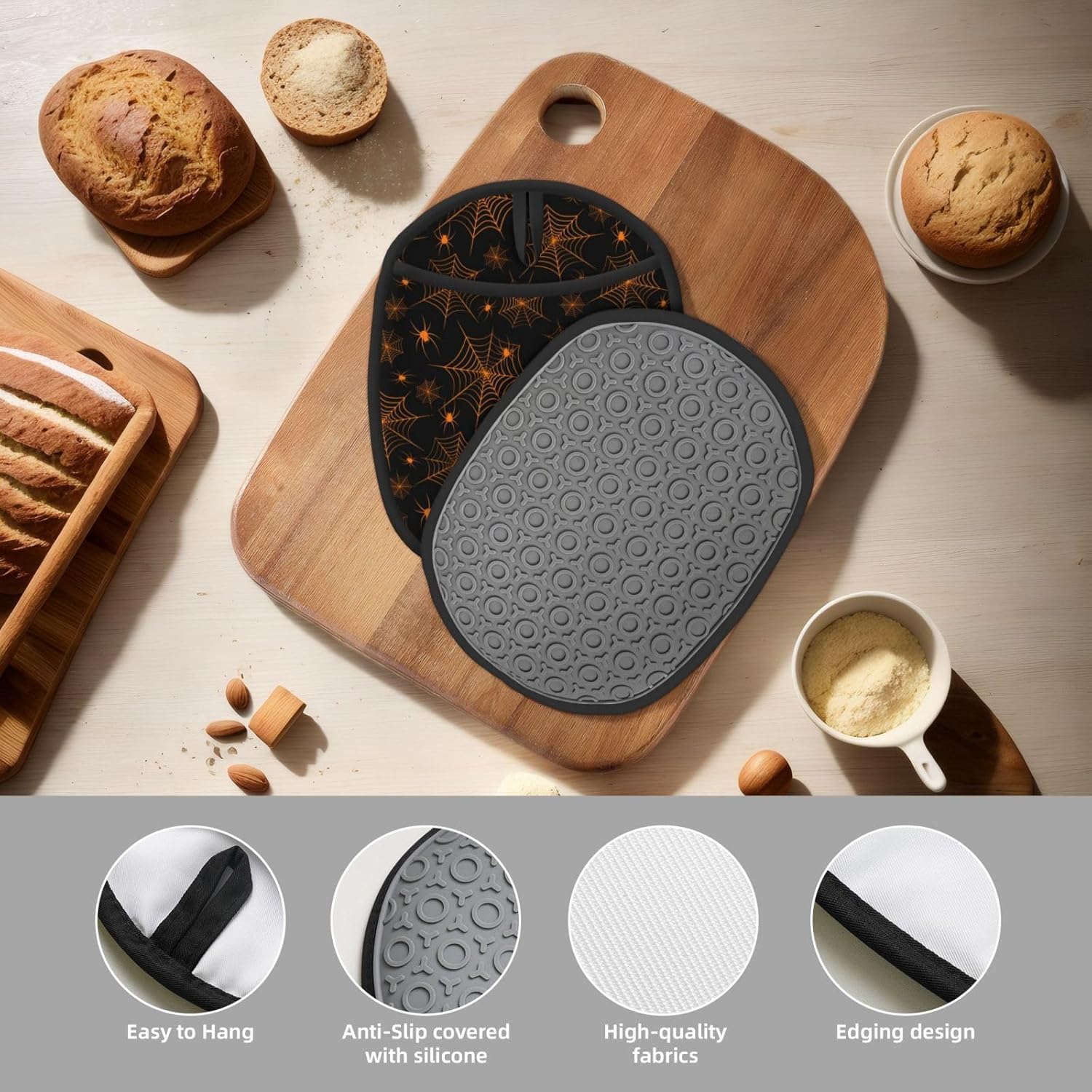 2PCS Halloween Spiderweb Silicone Pot Holder Set
