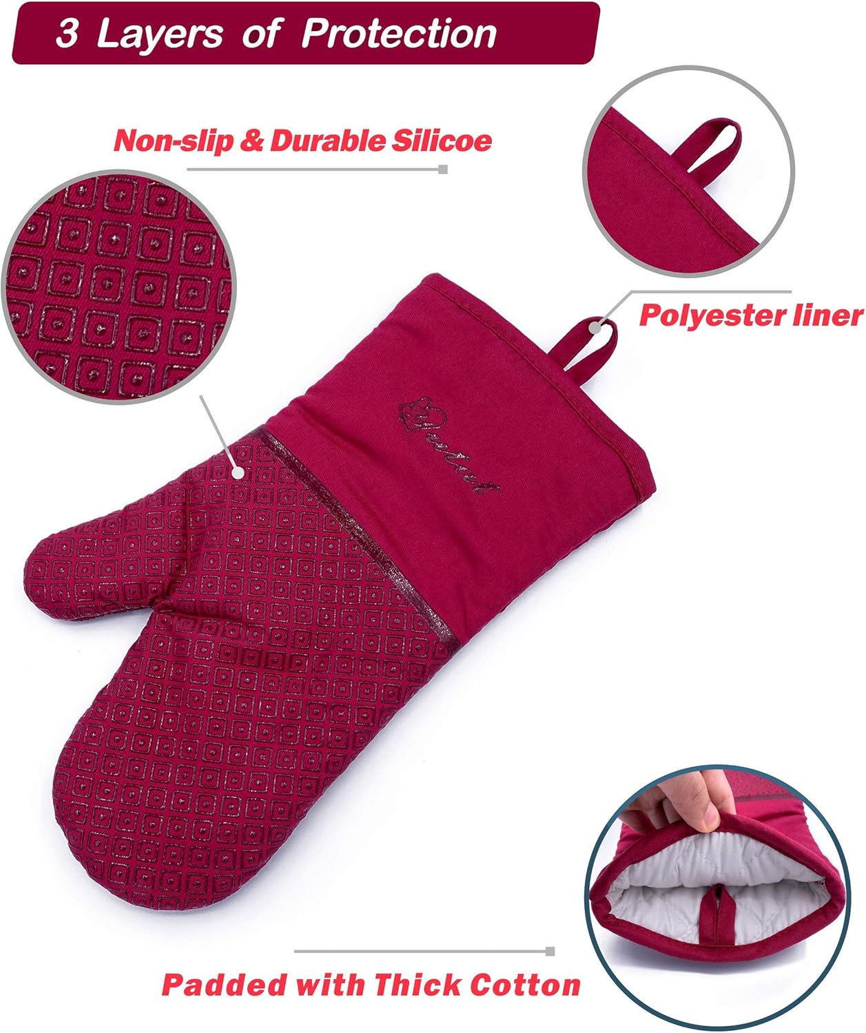 Yutat 4 Piece Oven Mitts and Pot Holders Set