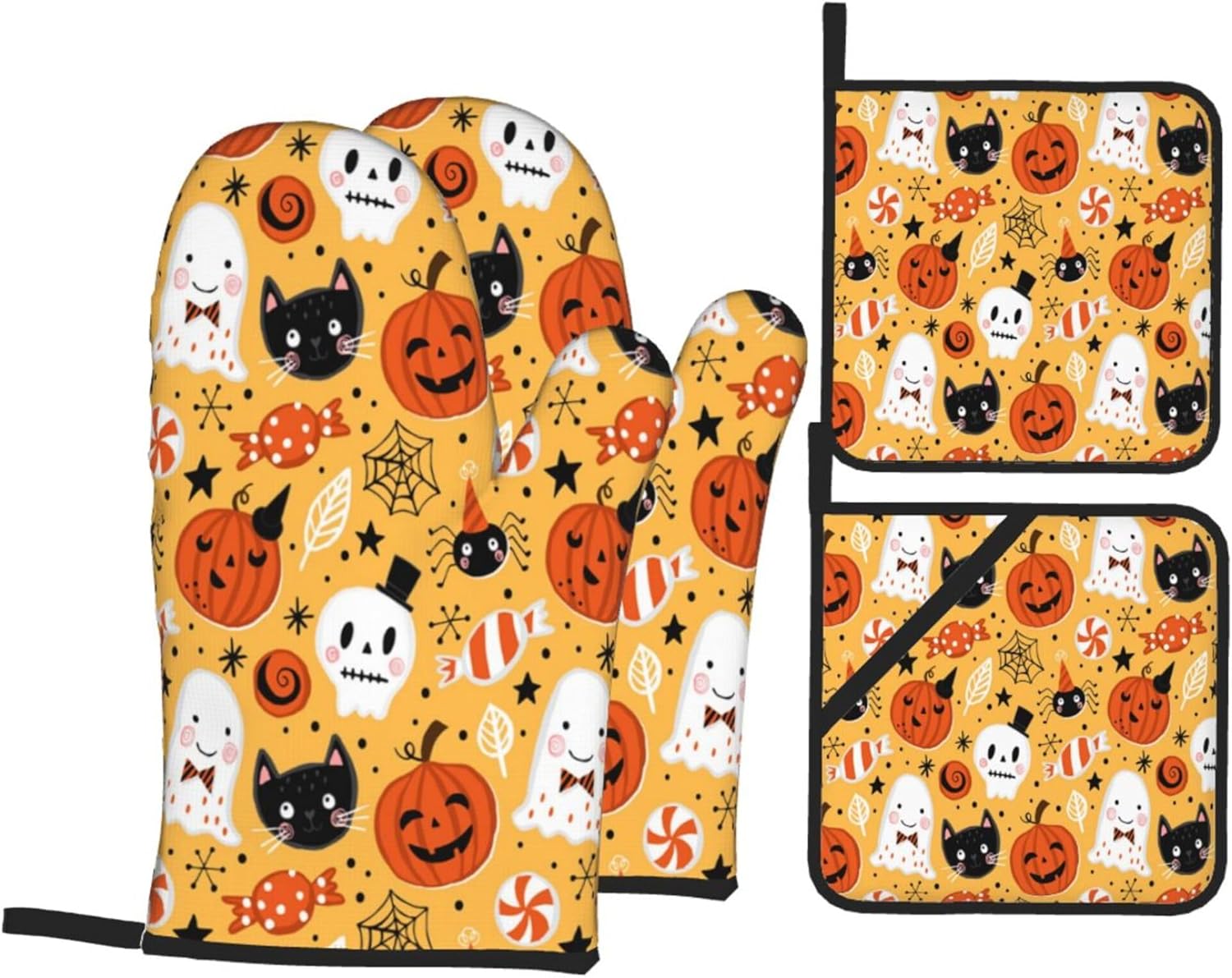 Halloween Spooky Ghost Skull Oven Mitts
