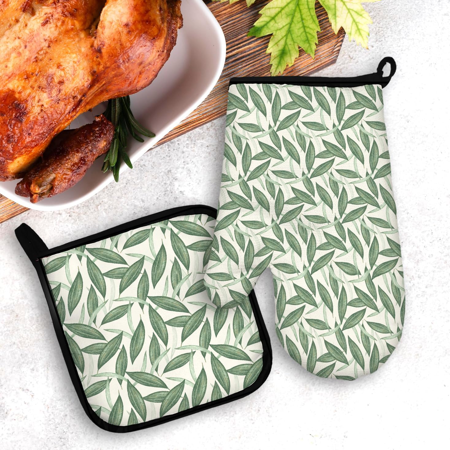 Safe Heat-Resistant Summer Plant Oven Mitts Potholders Set