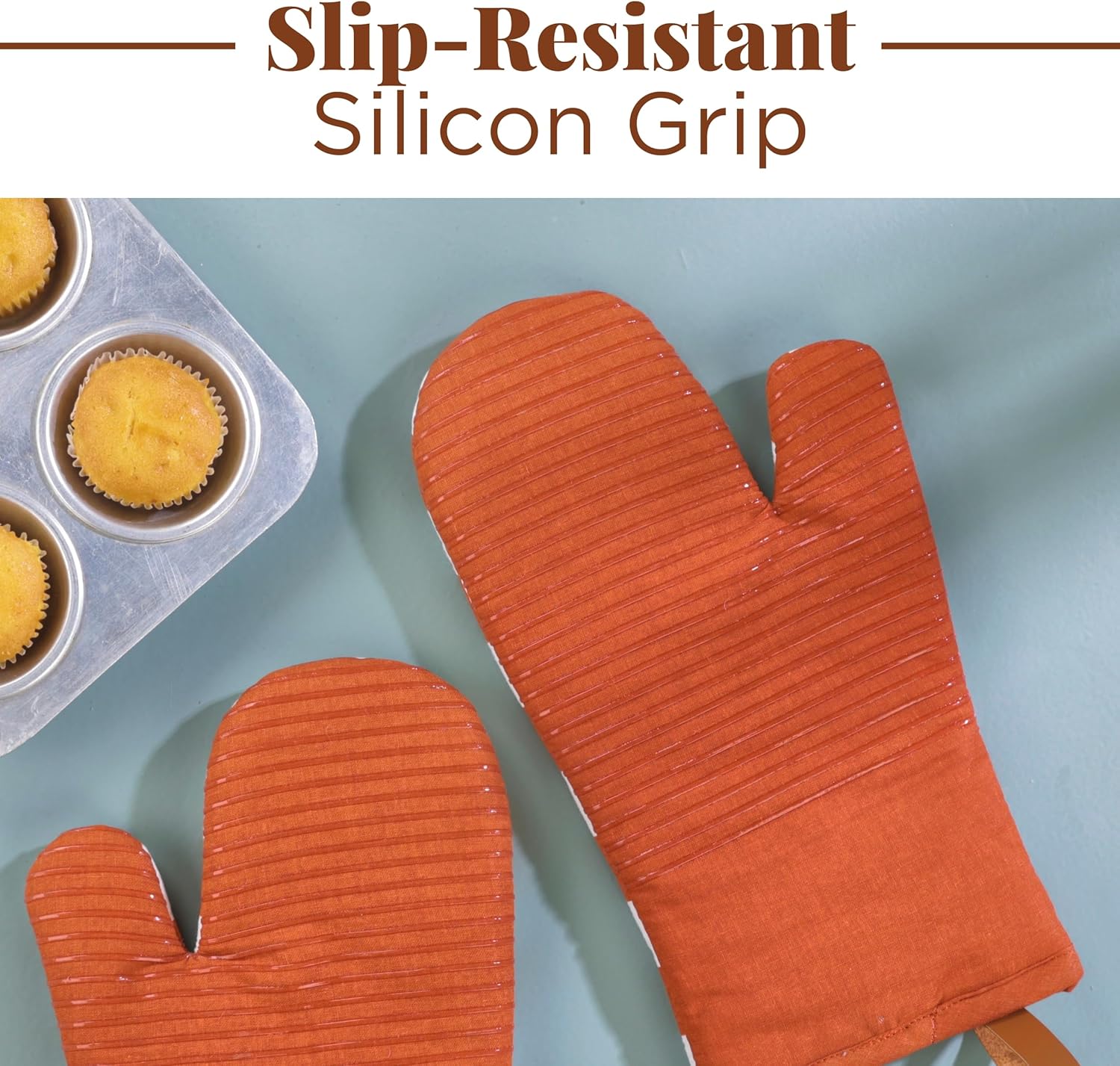 Heat-Resistant Silicone Oven Mitts for Cooking