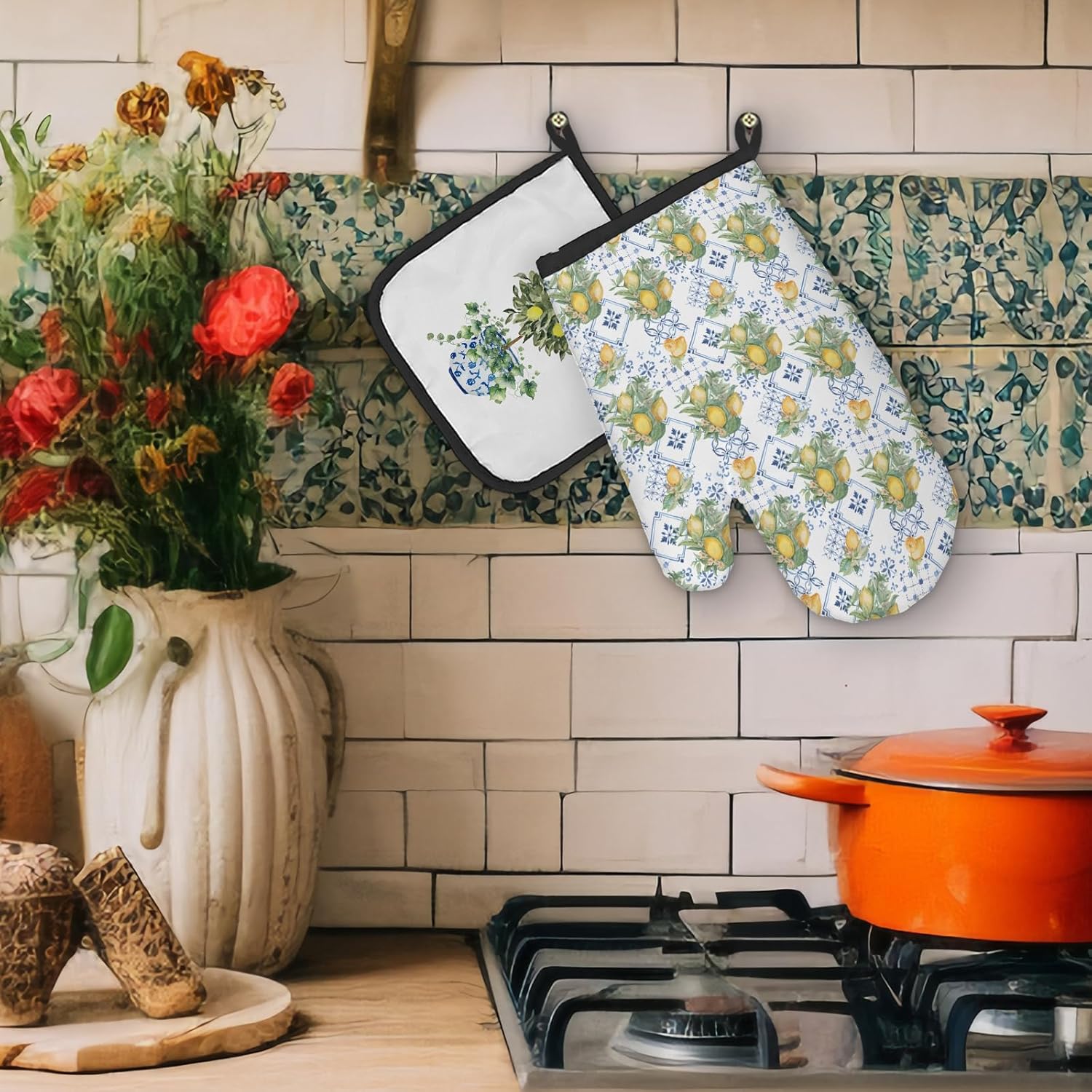 Chinoiserie Oven Mitts Set