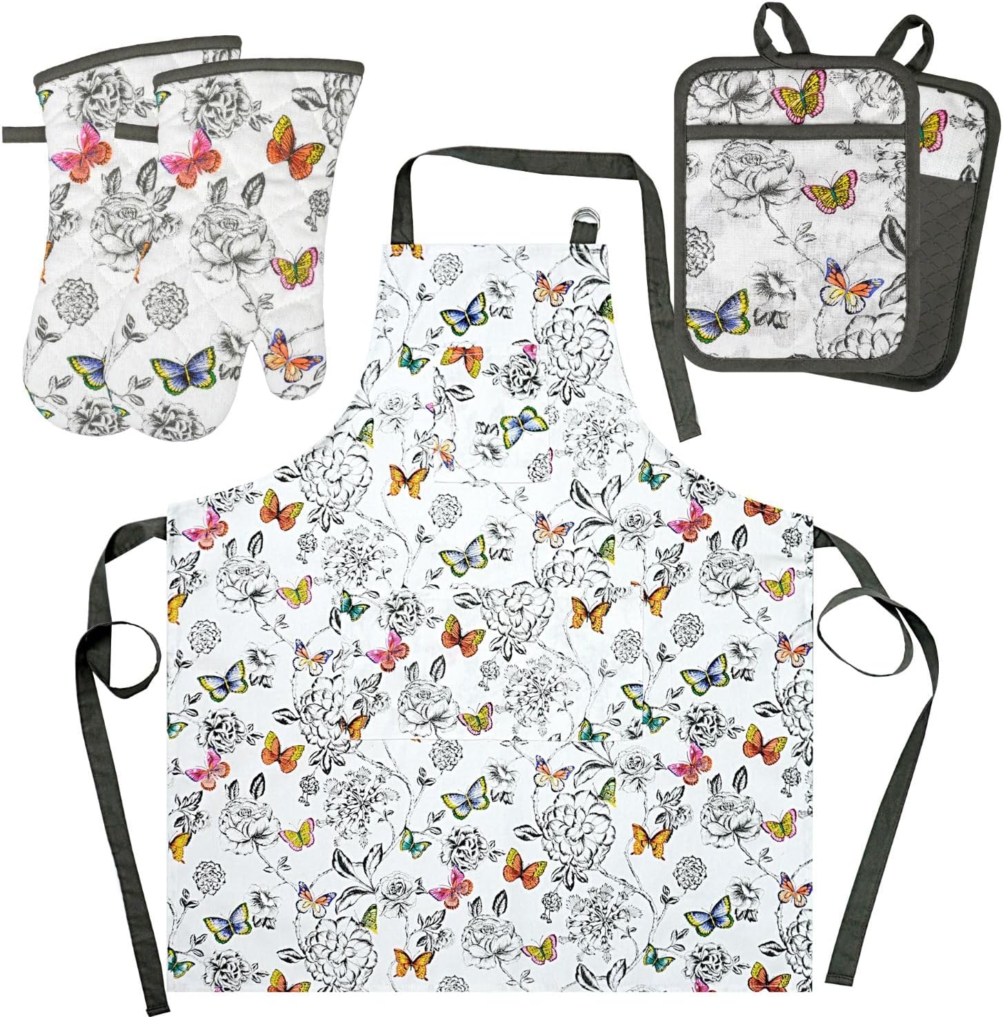 Alselo Oven Mitts Set of 5 with Butterfly Apron