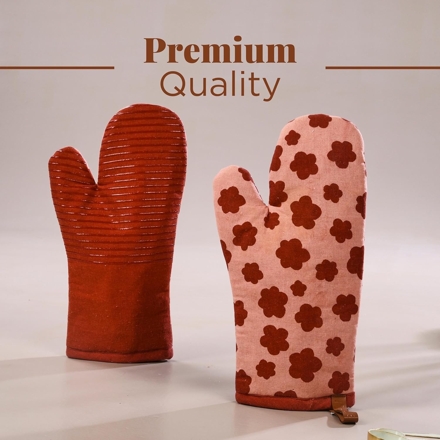 Folkulture Heat-Resistant Silicone Oven Mitred Pair 12 x 55