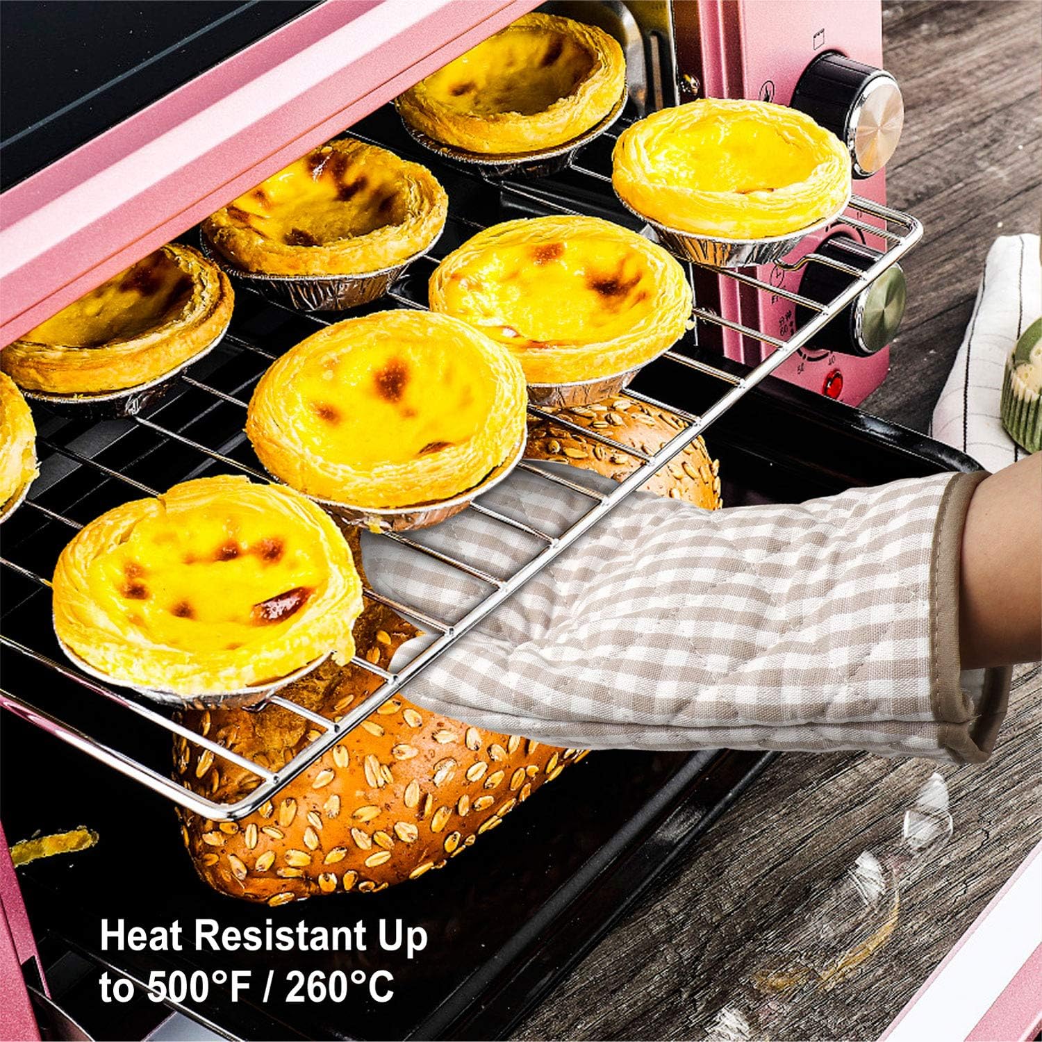 Jennice House 5pc Heat Resistant Cotton Oven Mitts and Pot Holders Set
