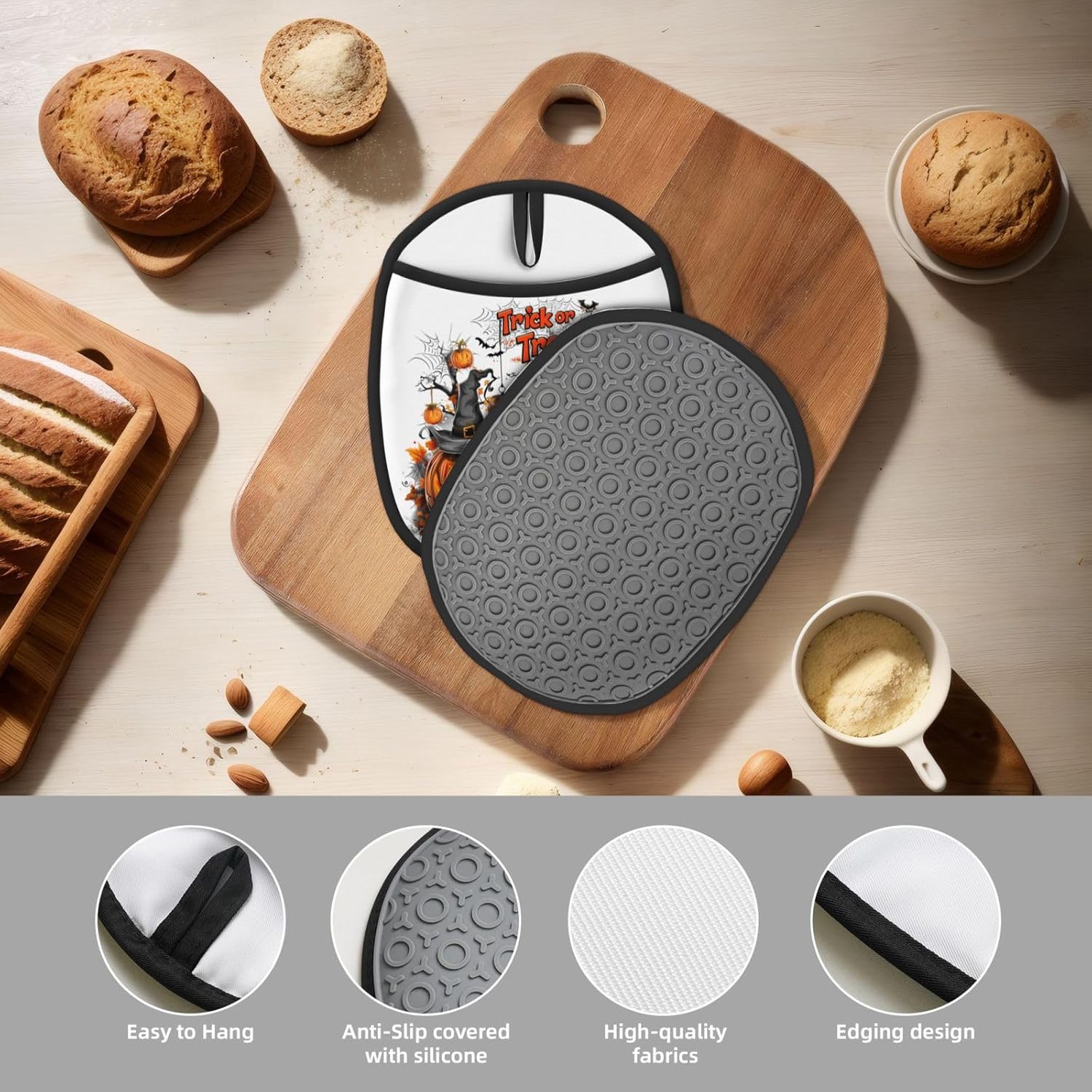 Festive Trick or Treat Pot Holder Set