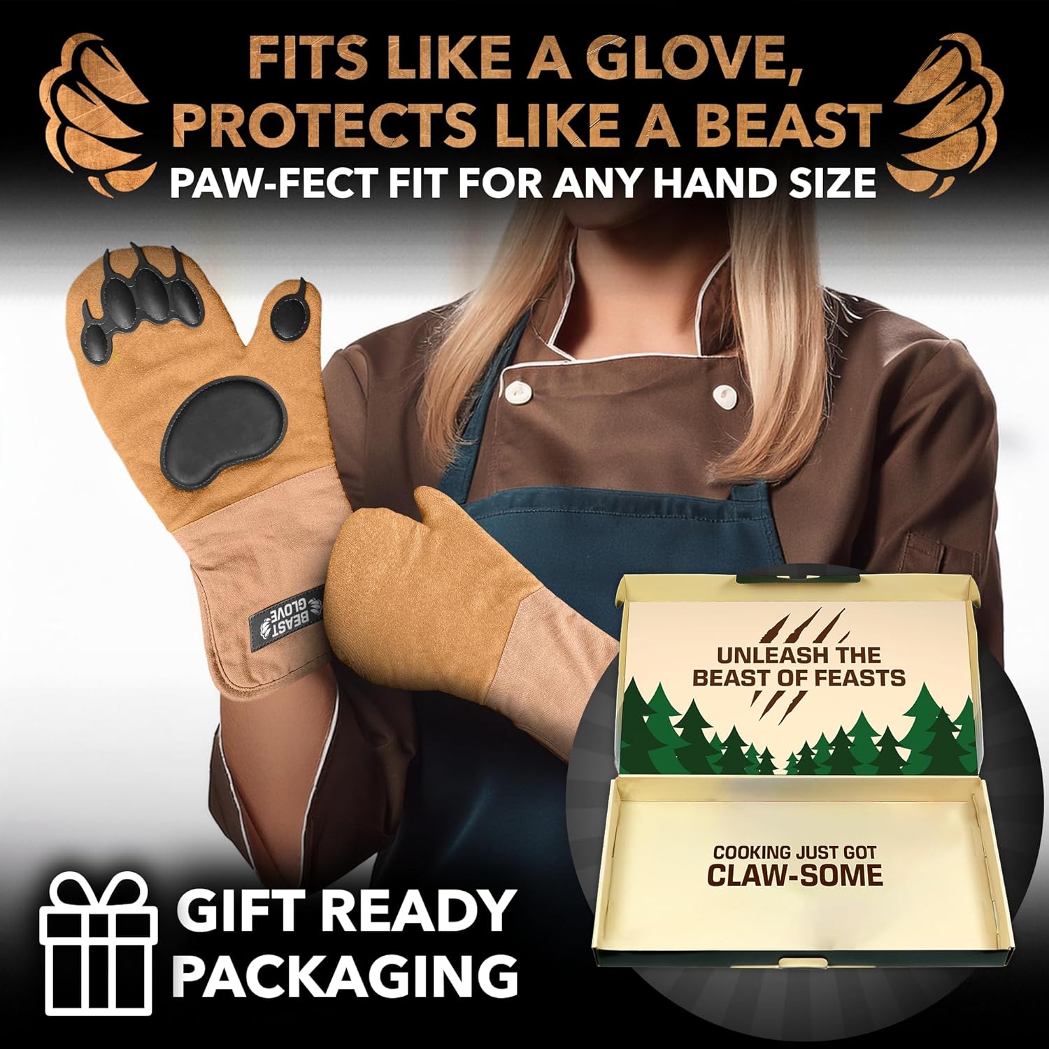 Disc Living Bear Paw Oven Mitt Set Heat-Resistant for Kitchen