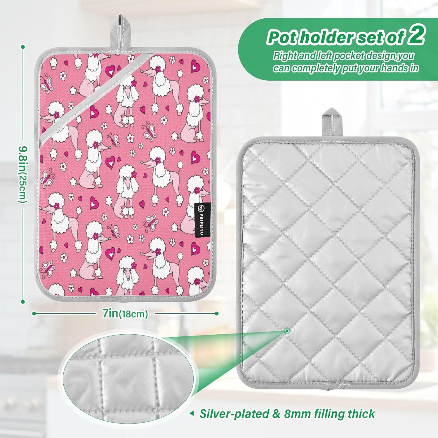 Perfect Heat-Resistant Potholders Two-Piece Kitchen Mitt Set