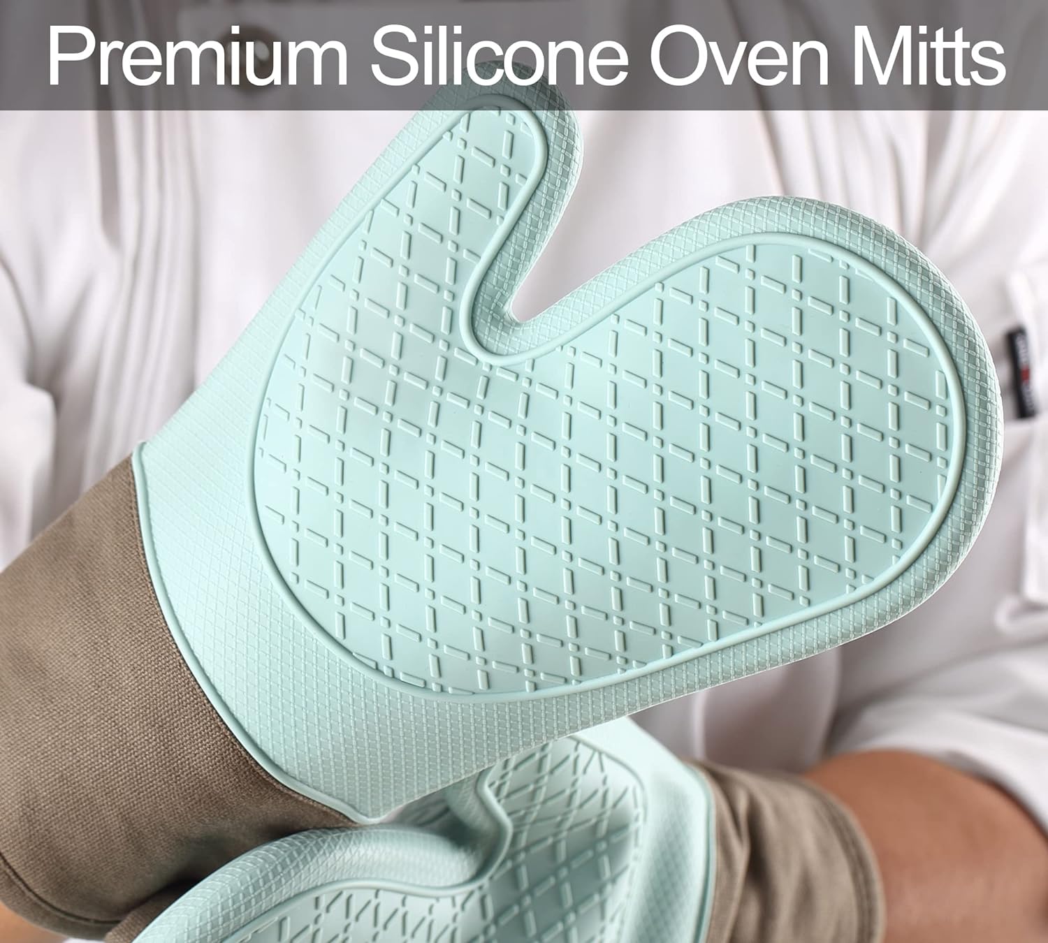 Domonic Home Heat-Resistant Oven Mitts Set Silicone for 600F Protection