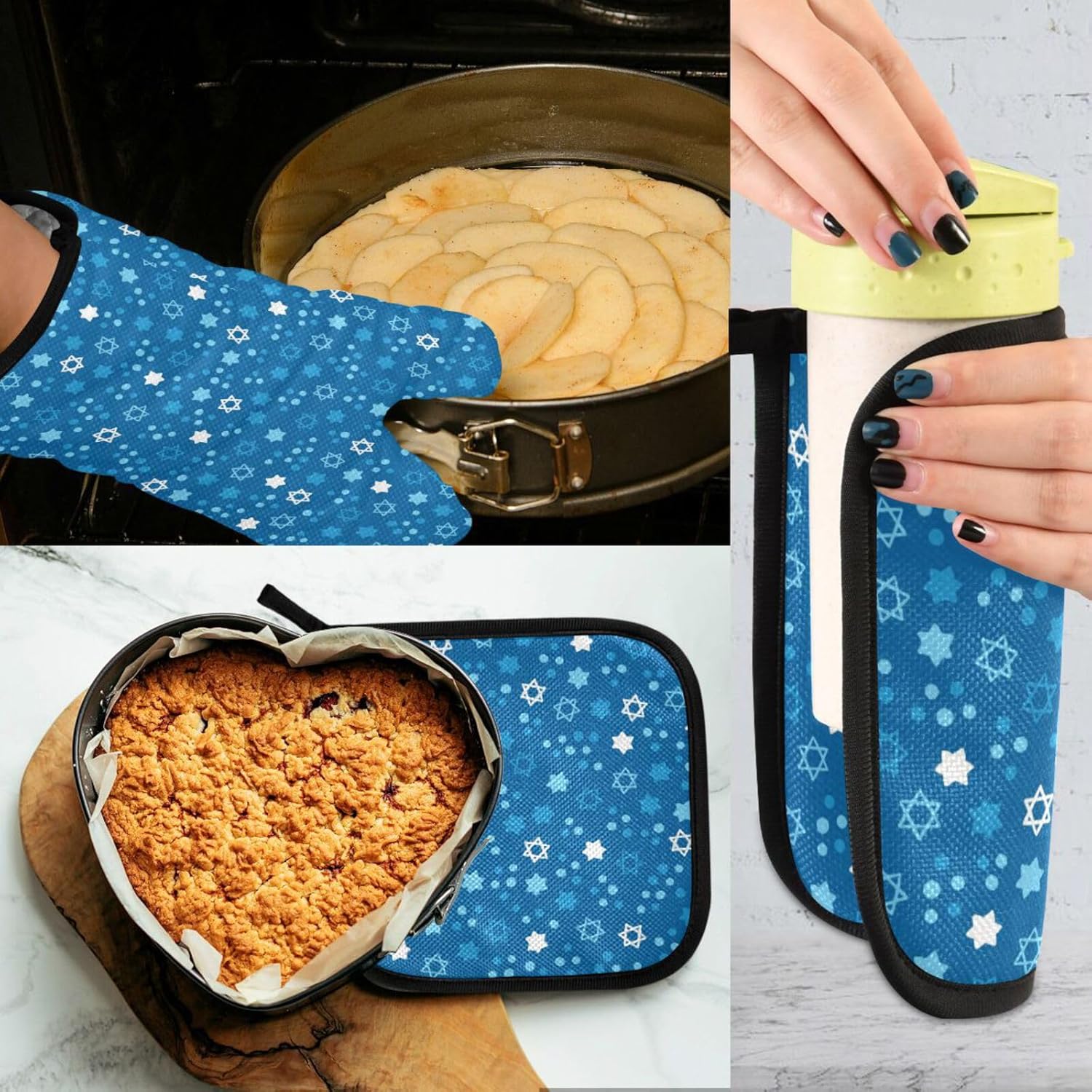 Amooorous Hanukkah Stars David Oven Mitts 2PCS