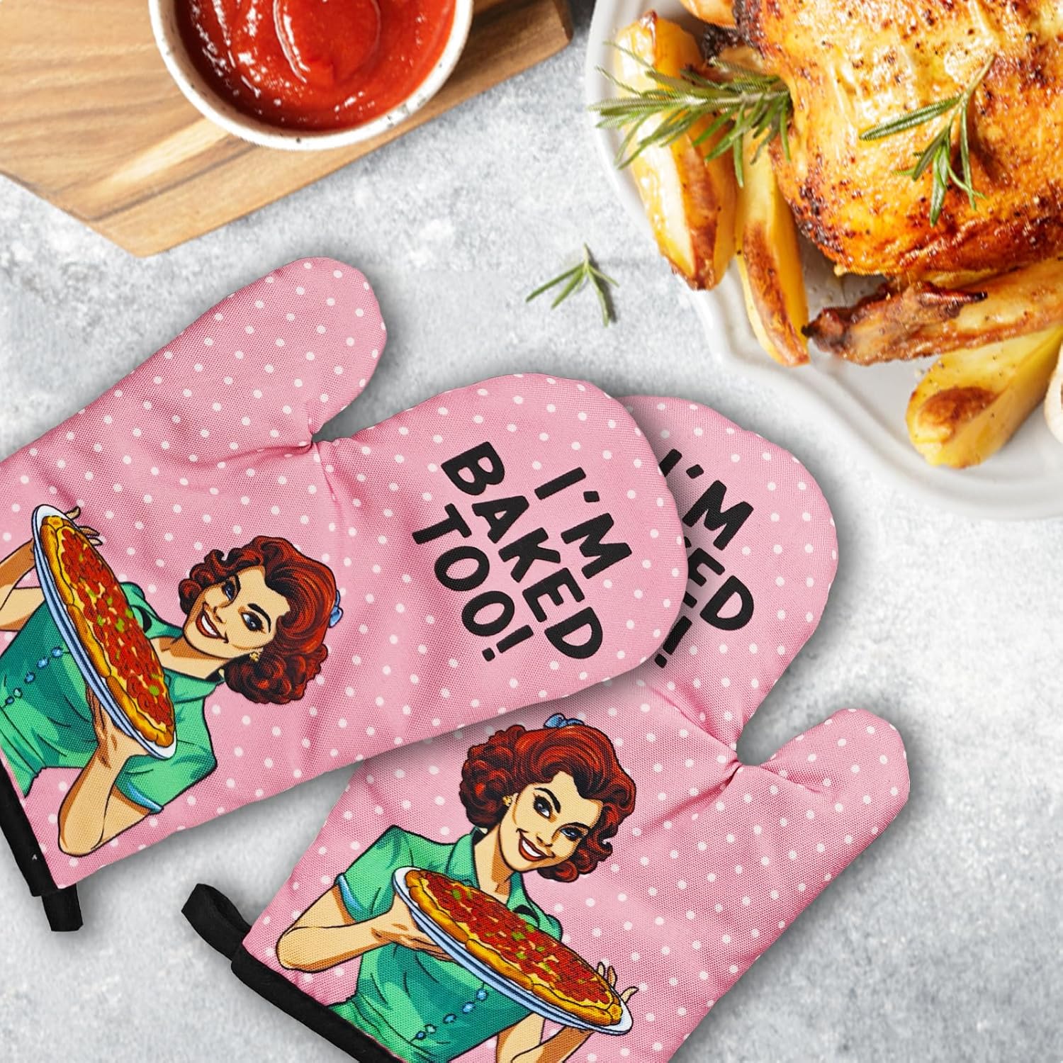 2 Pcs Funny Oven Mitts Im Baked Too Heat Resistant