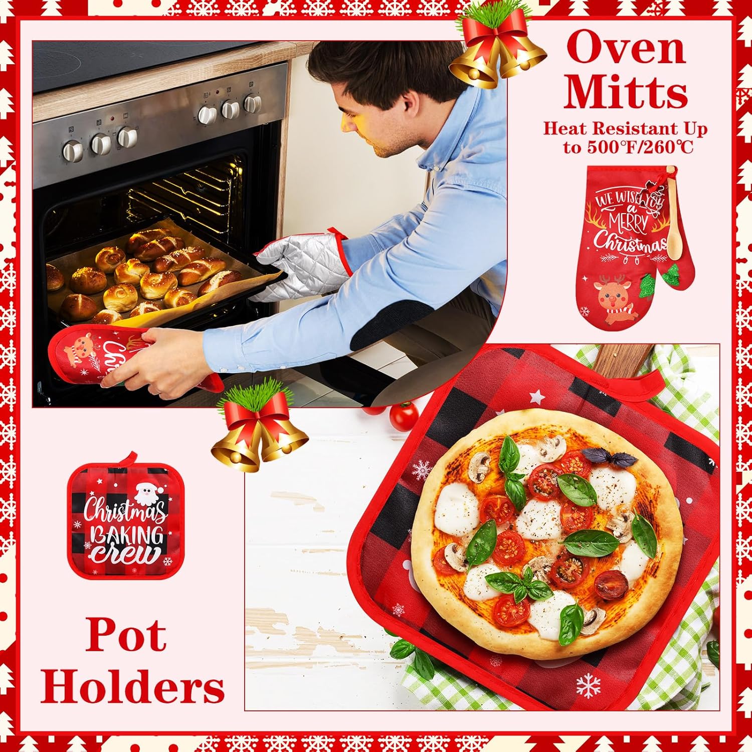 48 Piece Christmas Oven Mitt Set for Baking Lovers