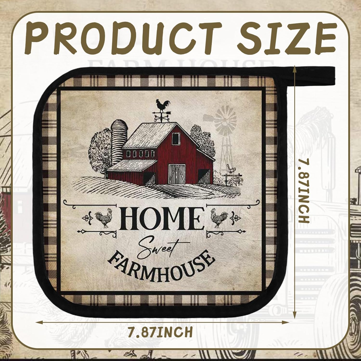Bencailor 12 Pcs Farmhouse Rooster Potholders