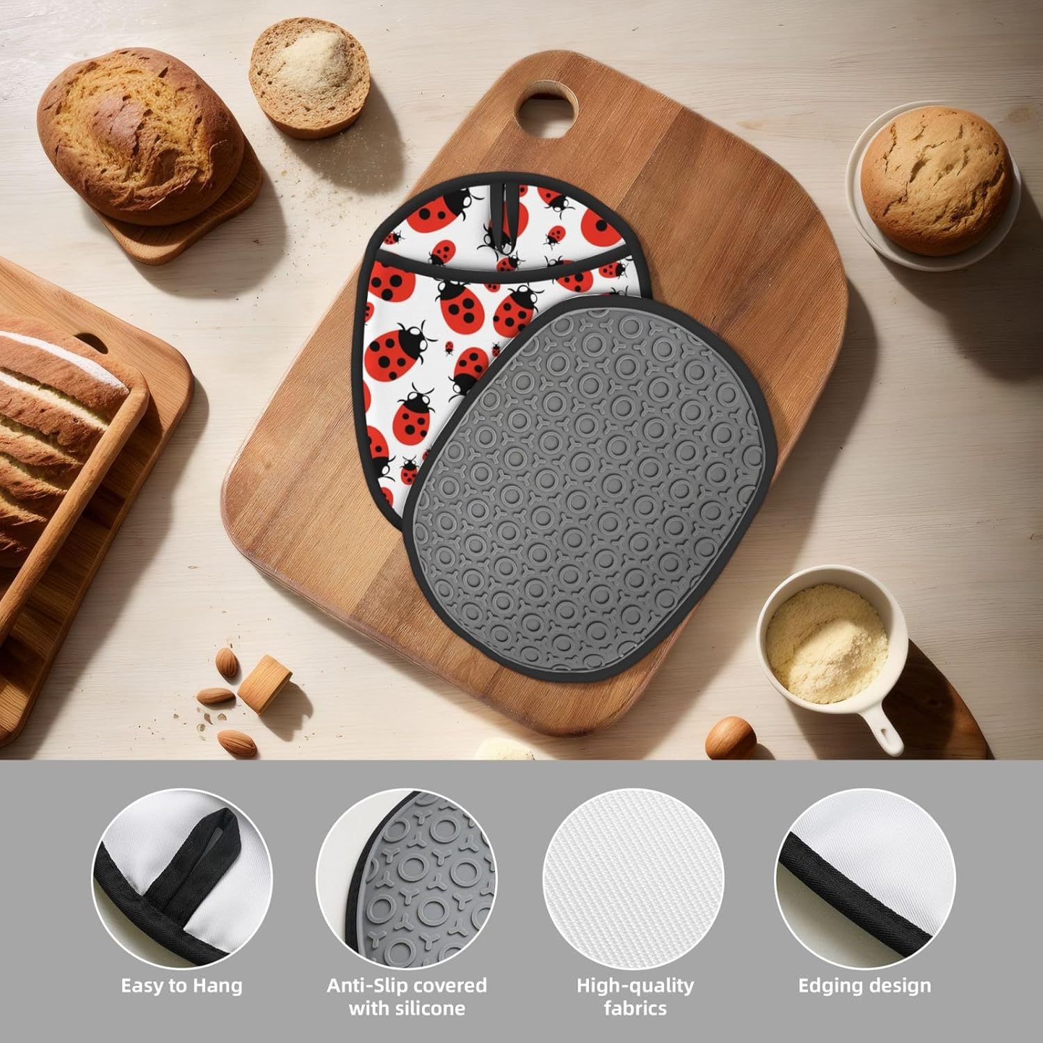 Wont-Ignore Spring silicone oven mitt set for Kitchen