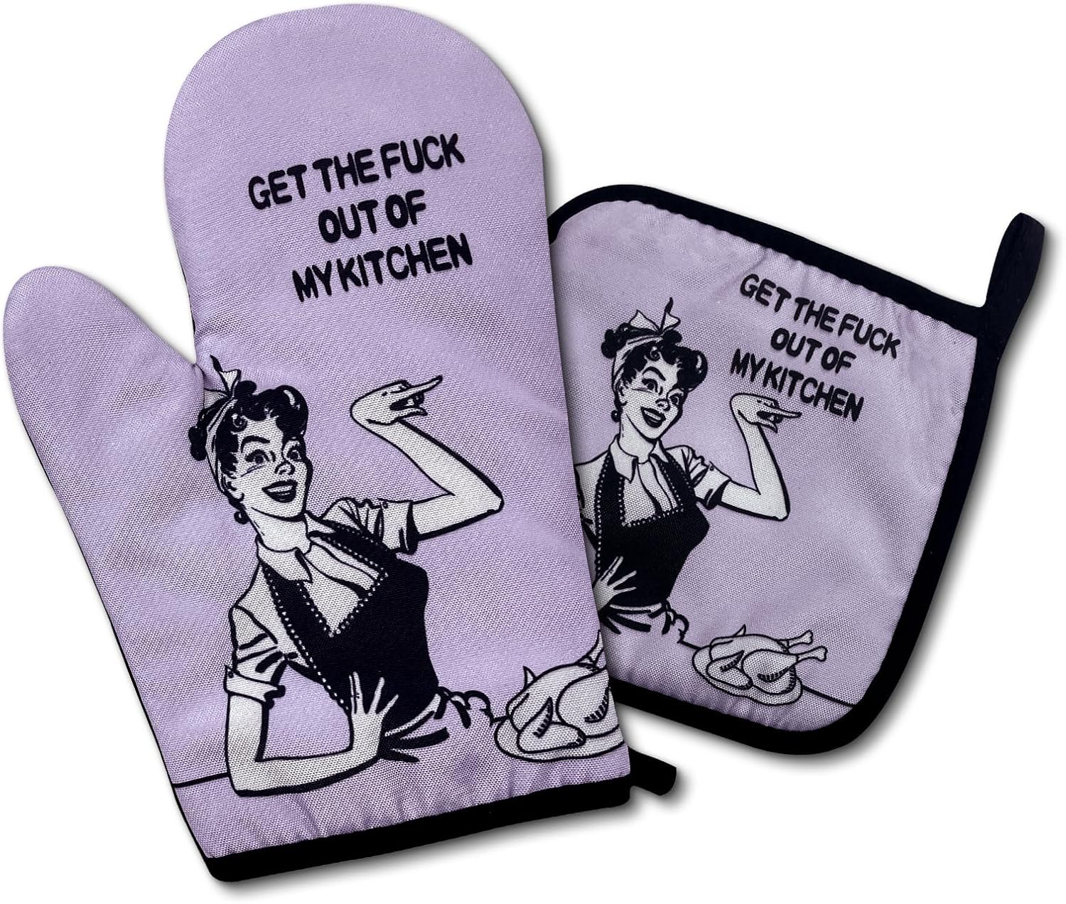 Funny Oven Mitts Set for Kitchen Baking