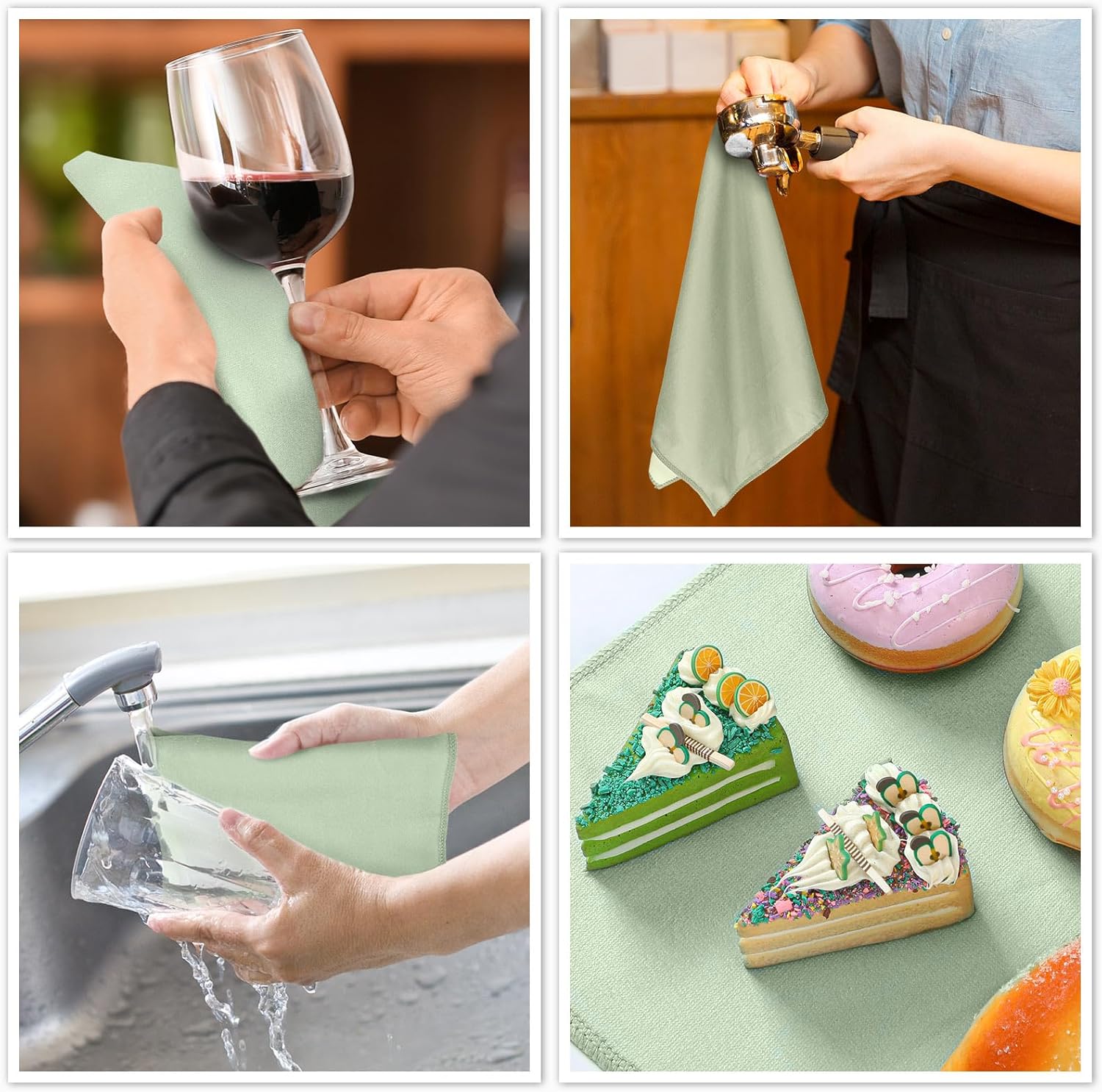 Rtteri 5-Piece Sage Green Oven Mitt Kitchen Towels Set