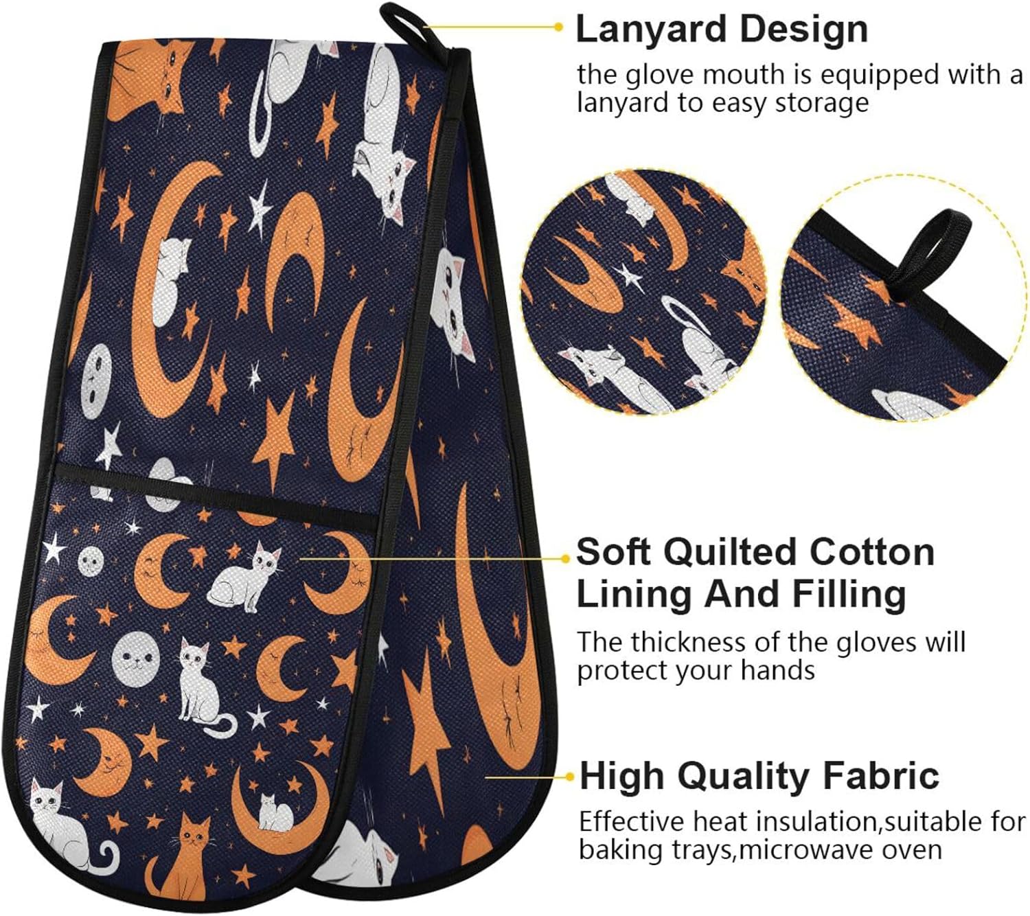 Halloween Cats Moon Star Oven Mitts Heat Resistant Quad P 1699