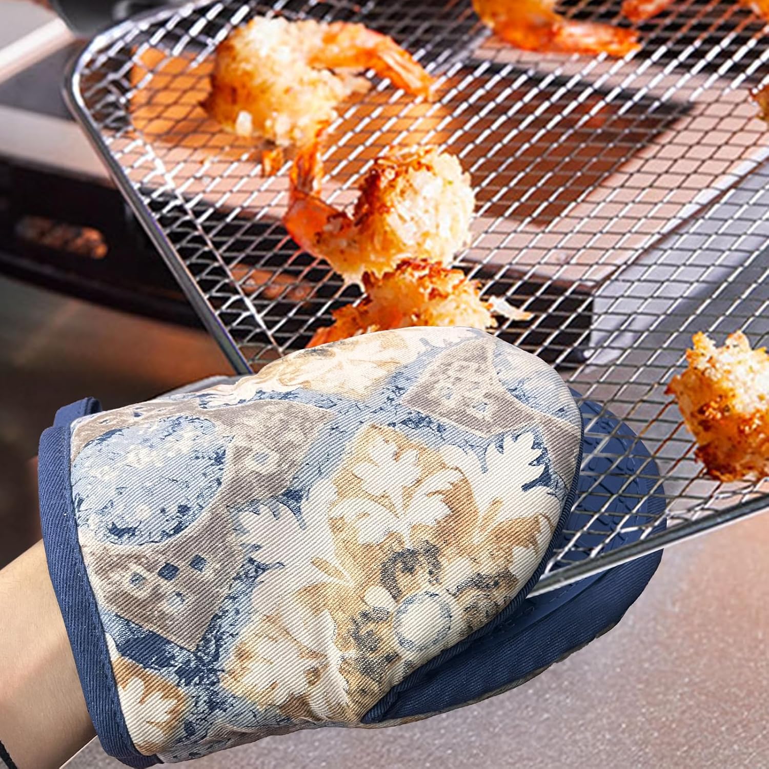 Alselo Mini Silicone Oven Mitts 2-Pack Dusty Blue 1