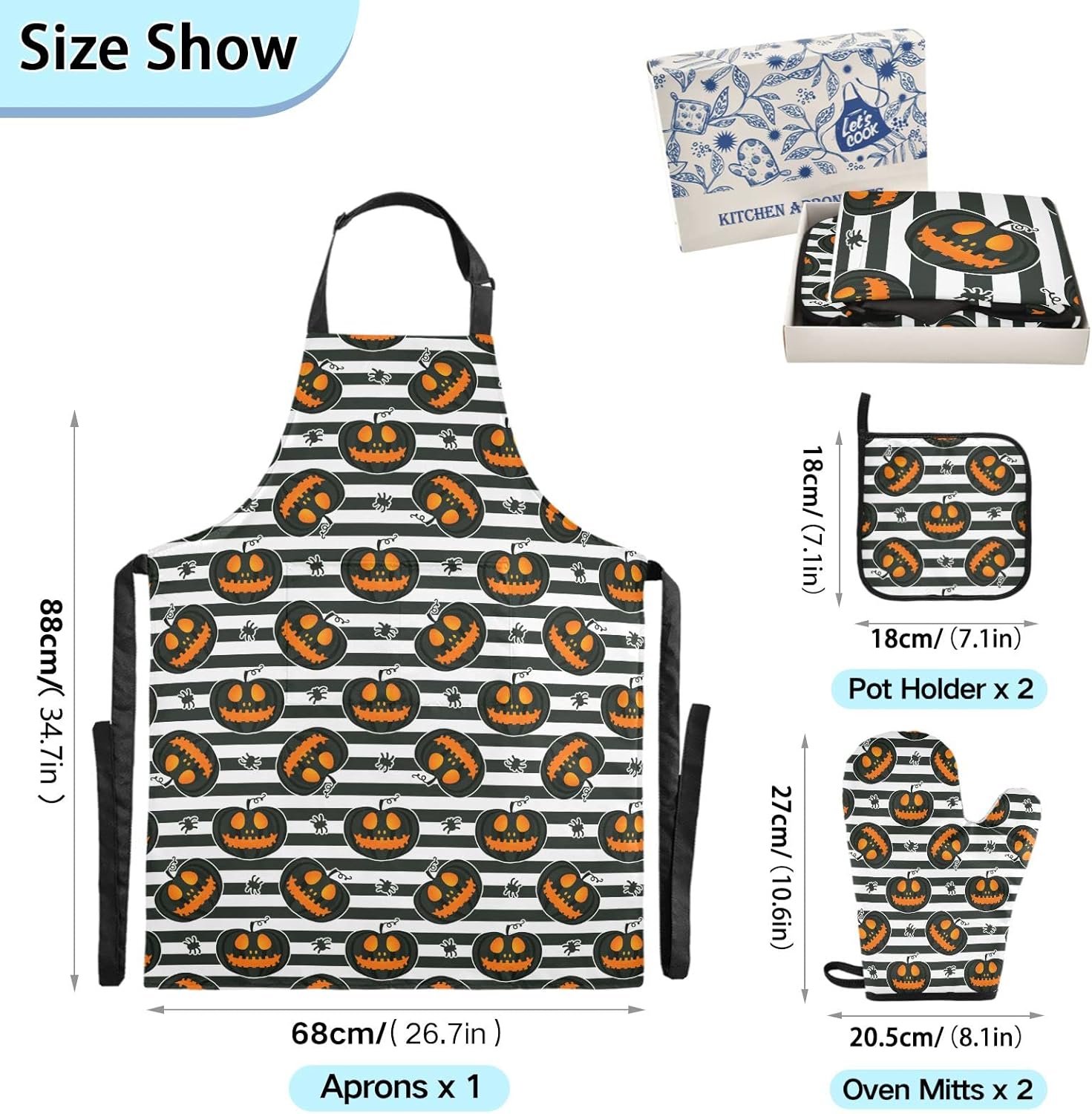 Perfect Halloween Oven Mitts Apron Set for Baking Cooking
