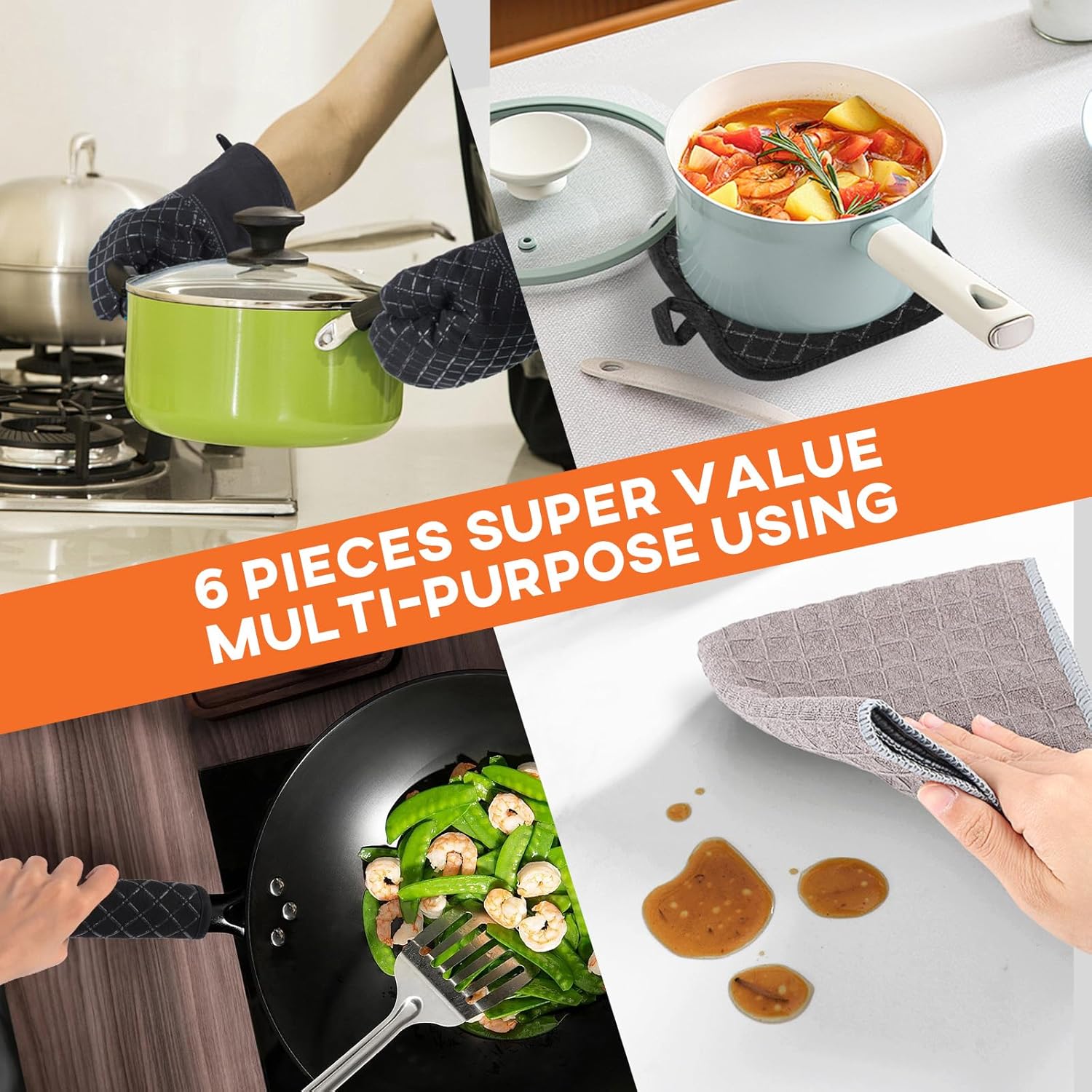 Oven Mitts Pot Holders Heat-Resistant Kitchen Tools by Philorn