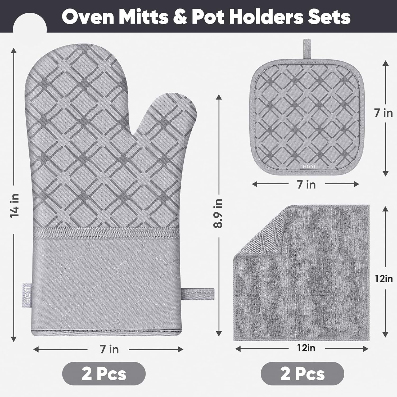 6-Piece Oven Mitts Set Heat-Resistant Premium Soft