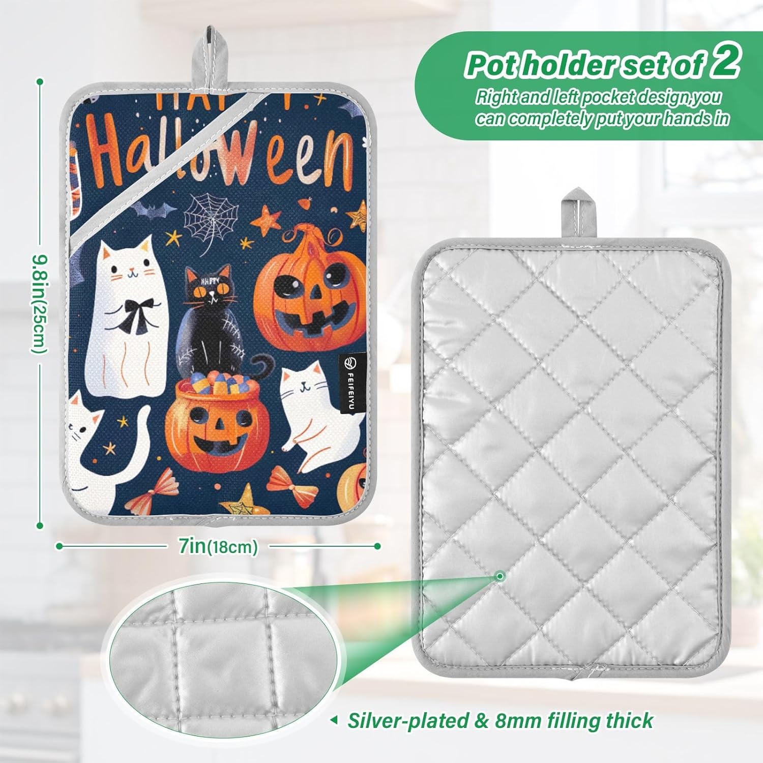 GAI enlarged Halloween Themed Oven Pot Holders Set of 2