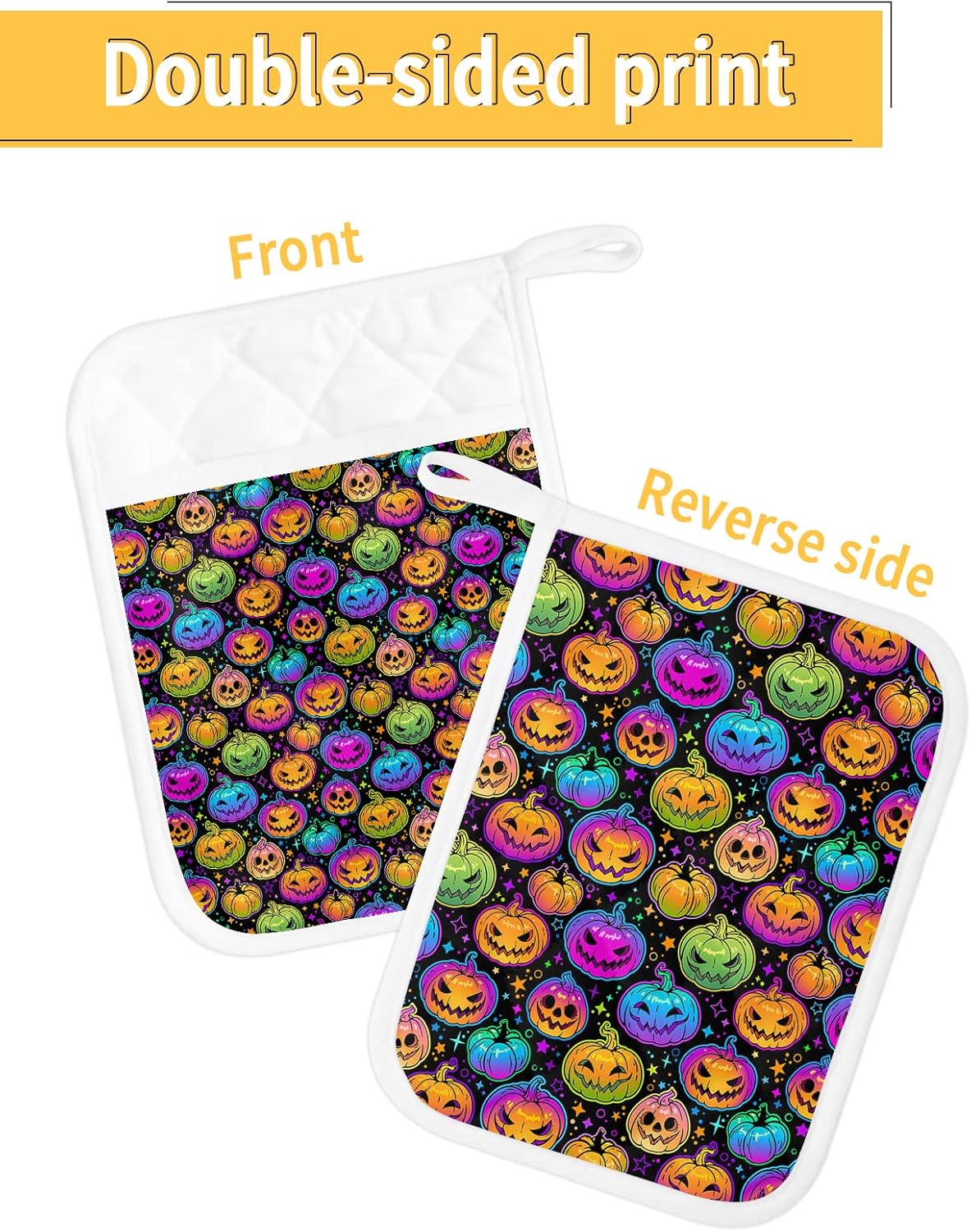 Halloween Rainbow Pumpkins Heat-Resistant Potholders Set of 5