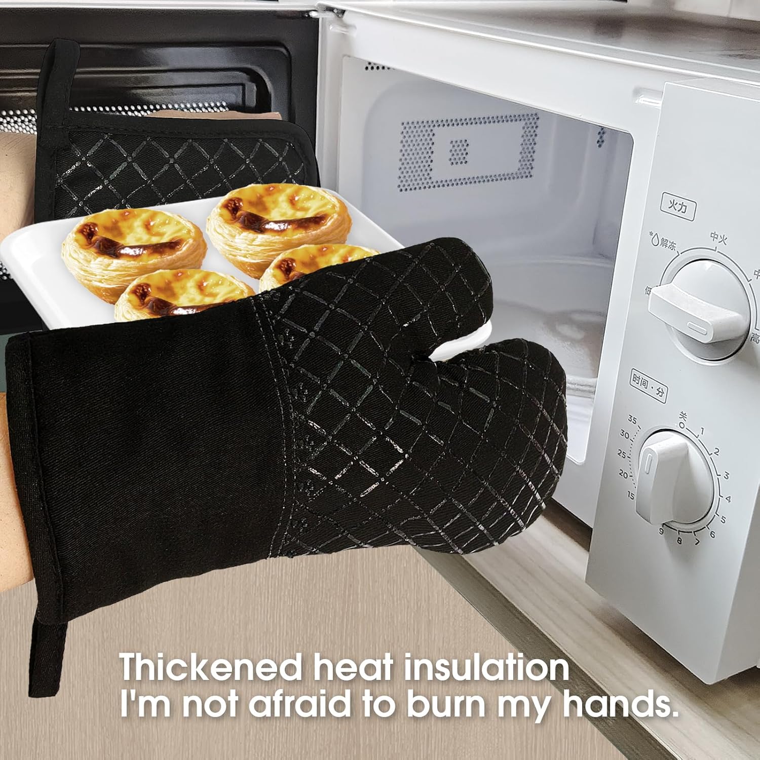 Echo Black 4-Piece Oven Mitts Pan Racks Set for Kitchen Essentials
