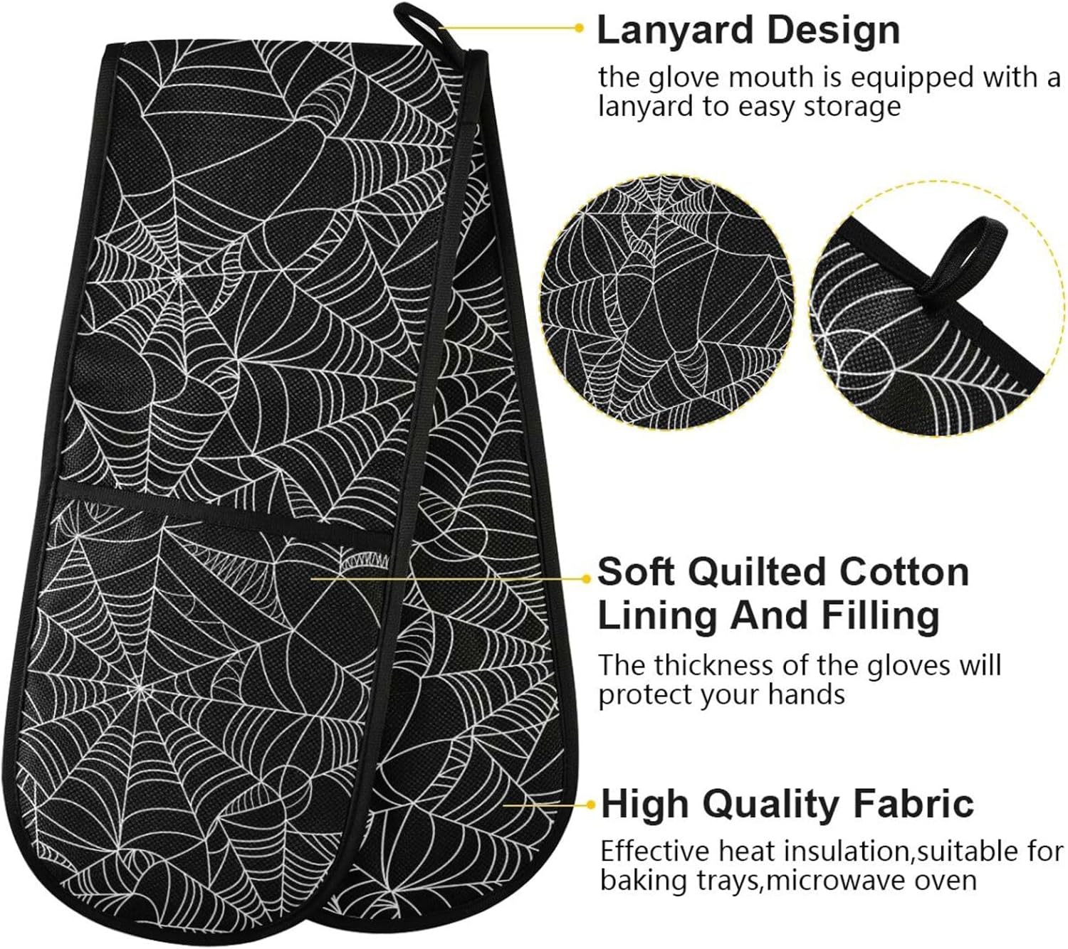 Halloween Spooky Spider Web Oven Mitts for Baking Grilling and More