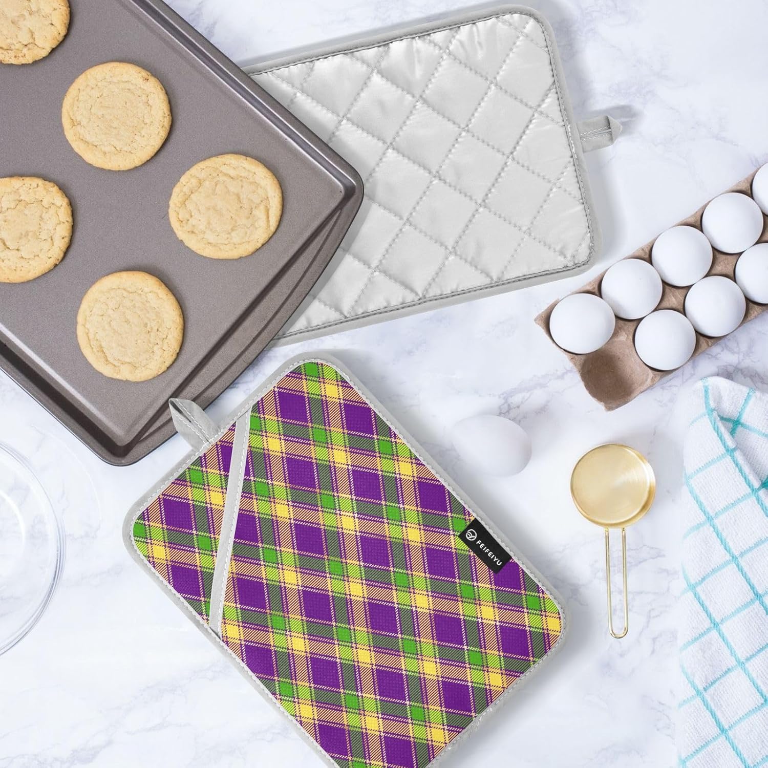 Mardi Gras Plaid Pot Holder 2-Pack