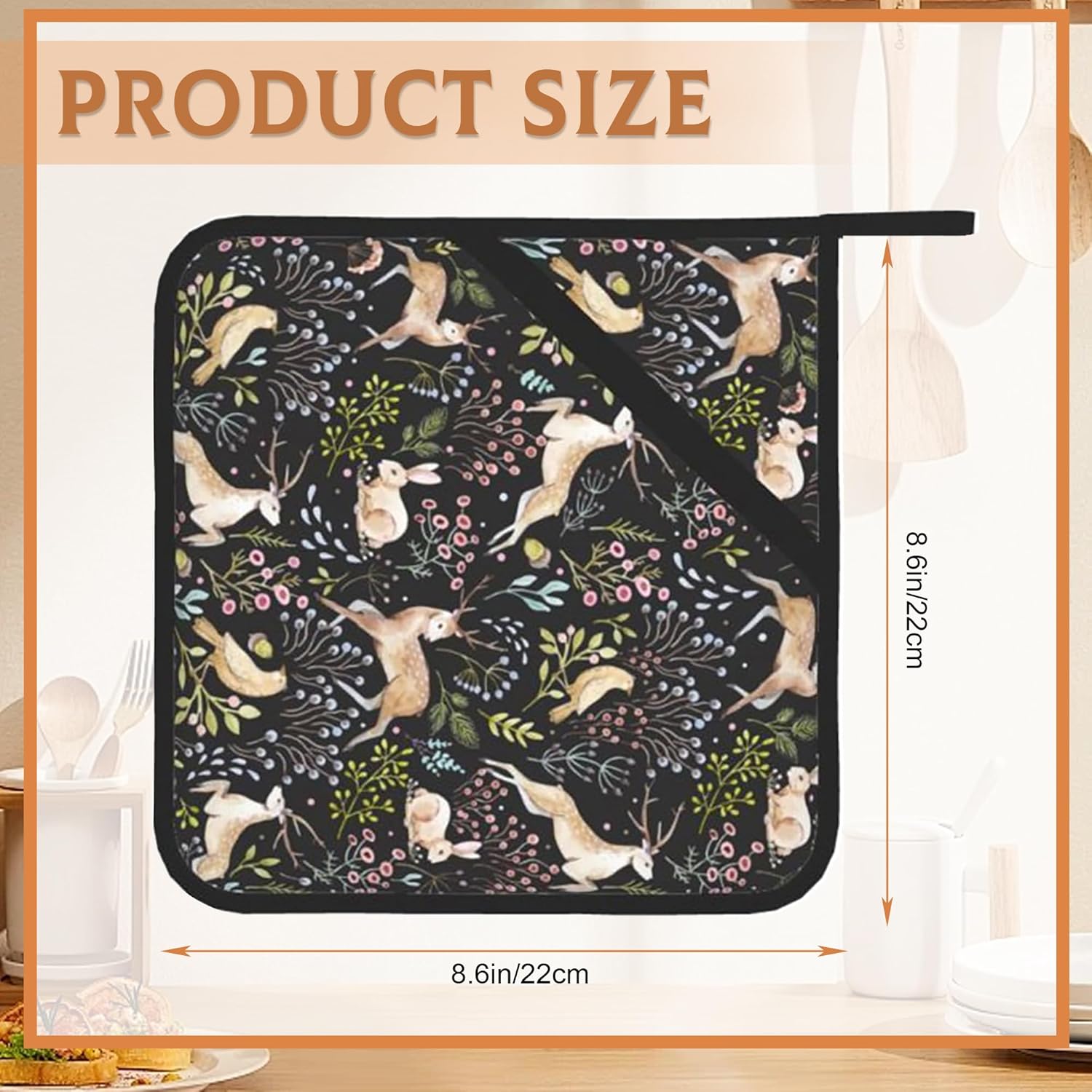 2PCS Forest Deer Potholders Heat-Resistant