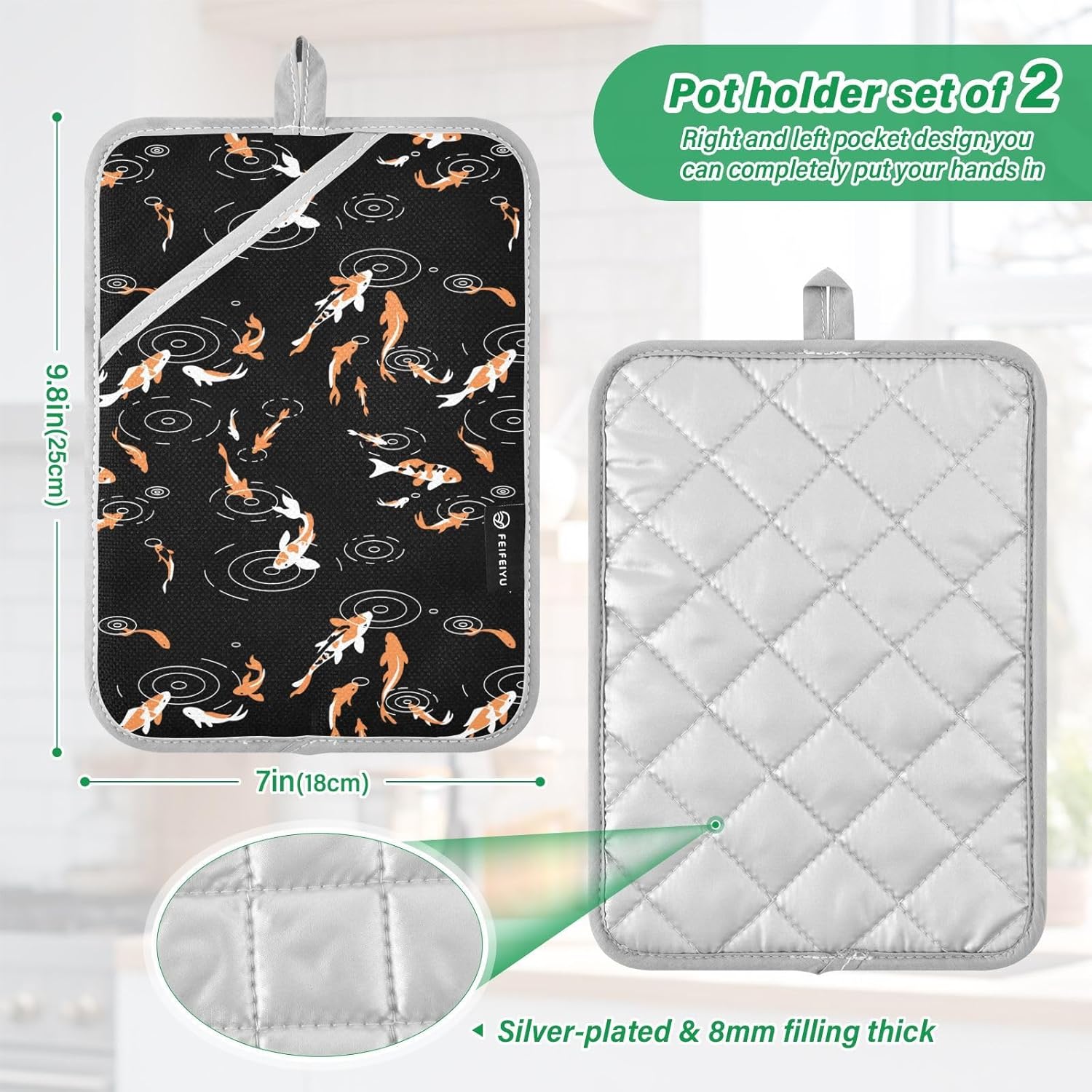 2-Piece Koi Potholder Set for Kitchen Essential
