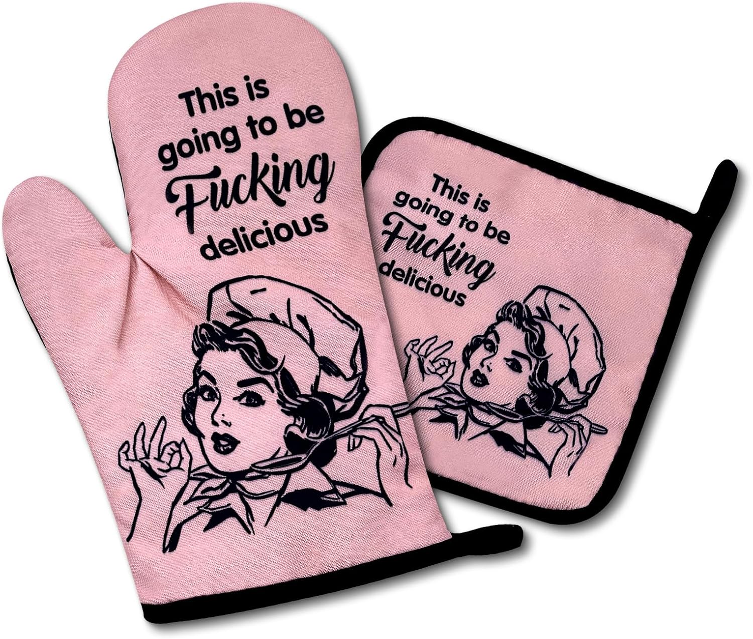 Funny Oven Mitts and Pot Holders Set of 2