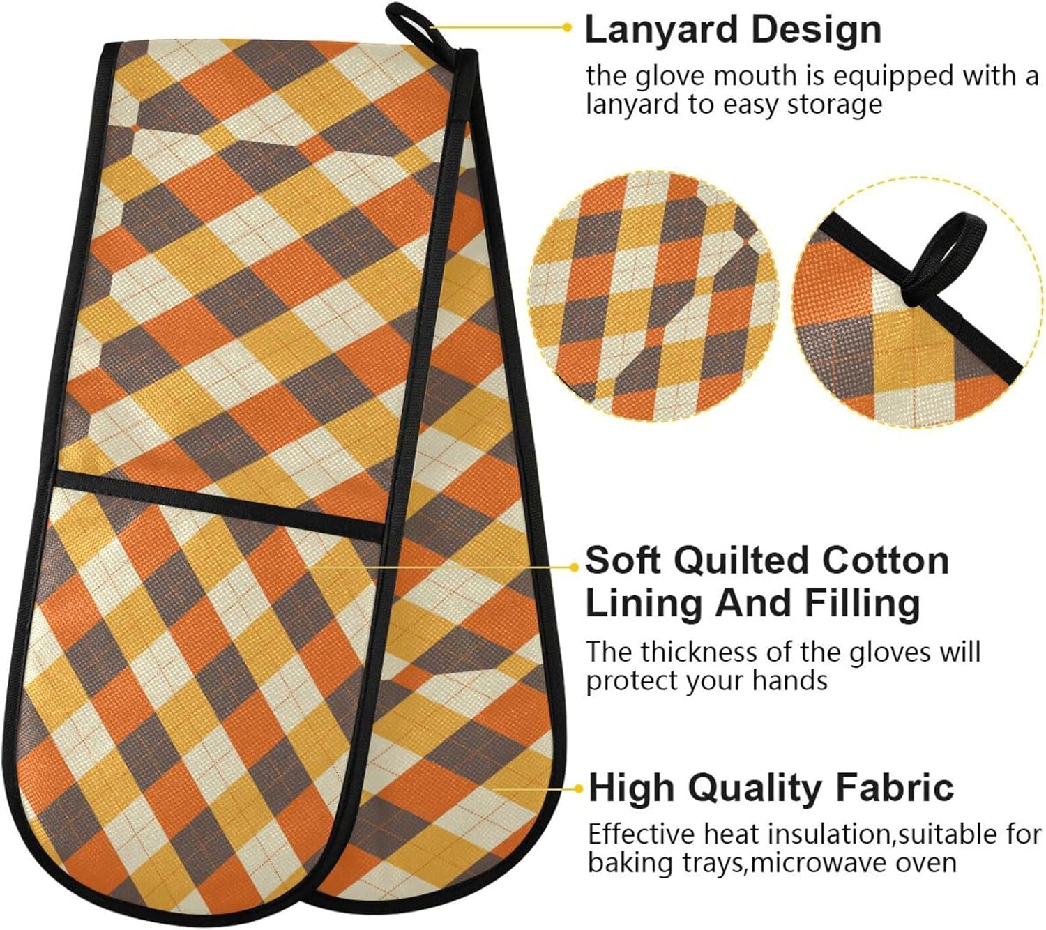 KLL Happy Halloween Argyle Plaid Double Oven Mitts