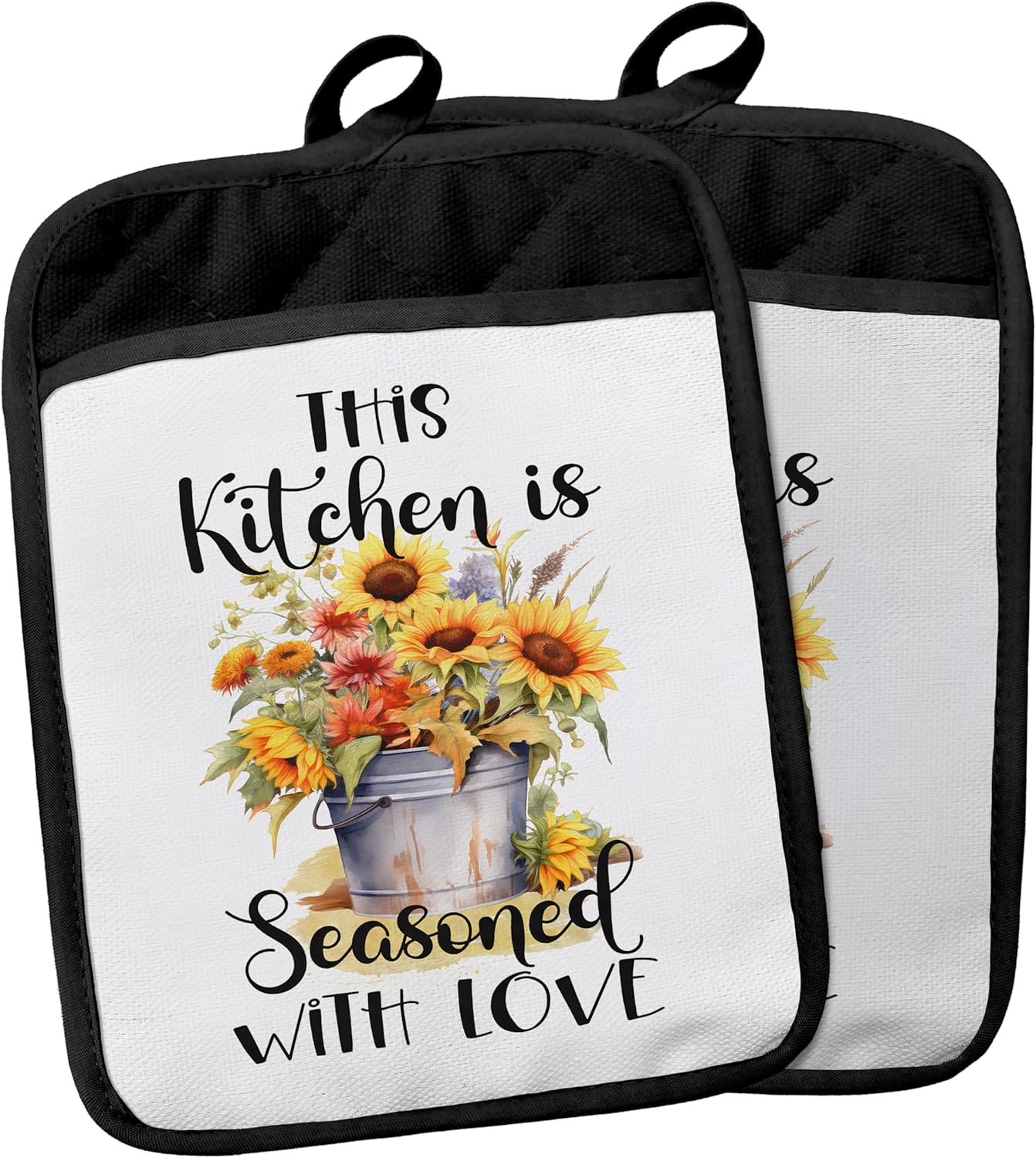 YeiHe 402Potholder Spring Floral Kitchen Pot Holder with Pockets