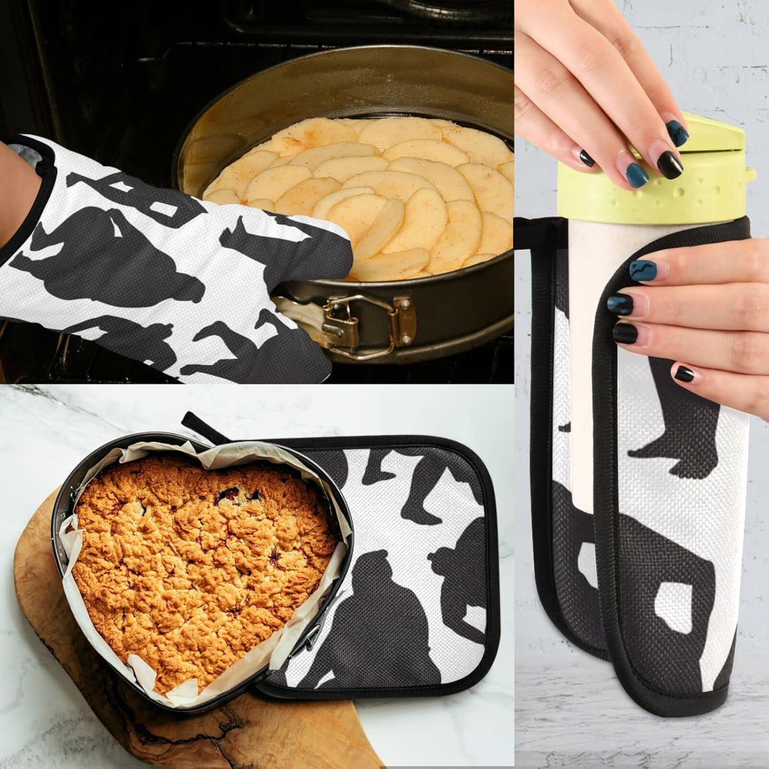 Exnundod Japanese Sumo Wrestlers Oven Mitts and Pot Holders Set