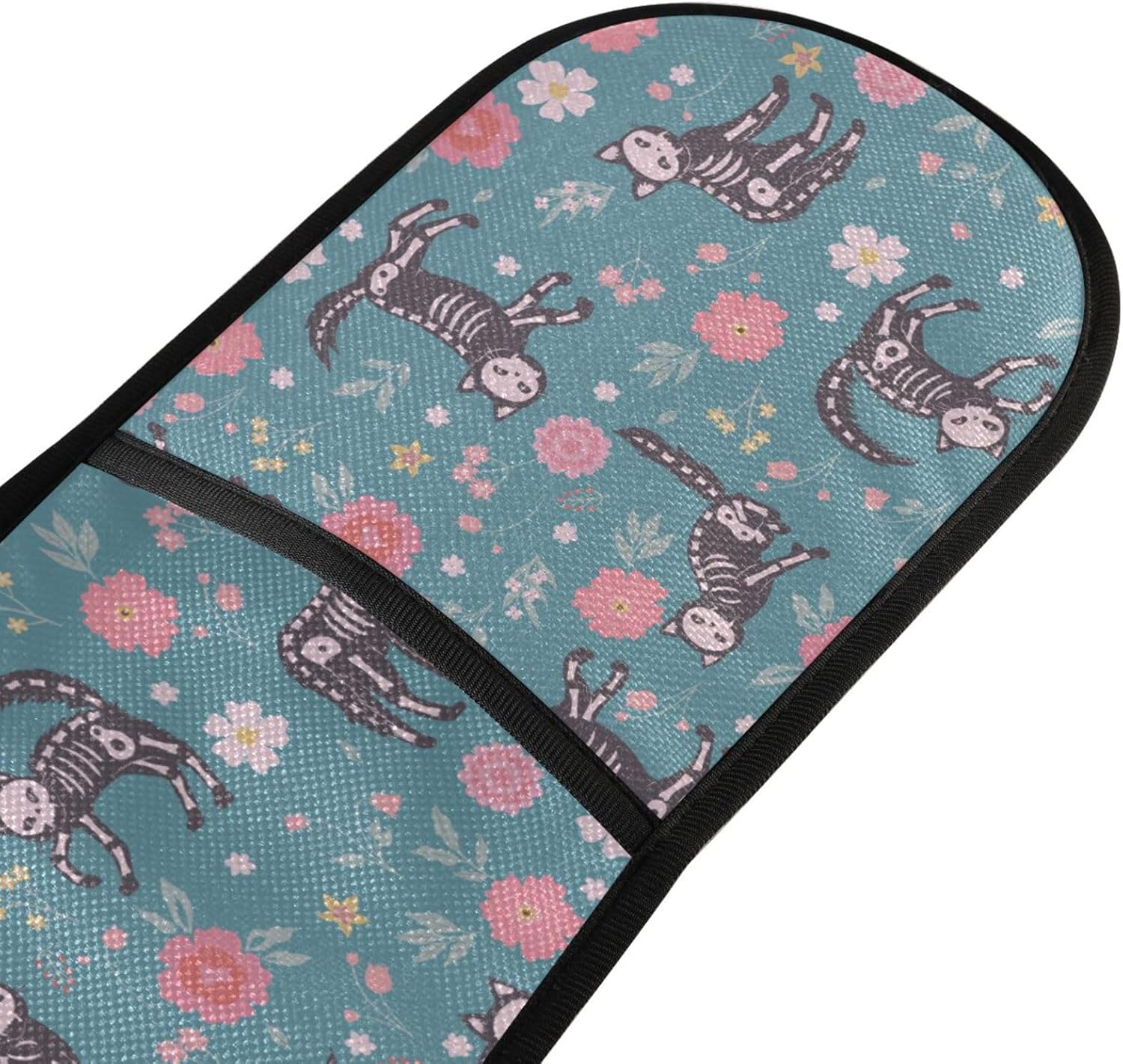 Skeleton Cats Flowers Halloween Double Oven Mitts
