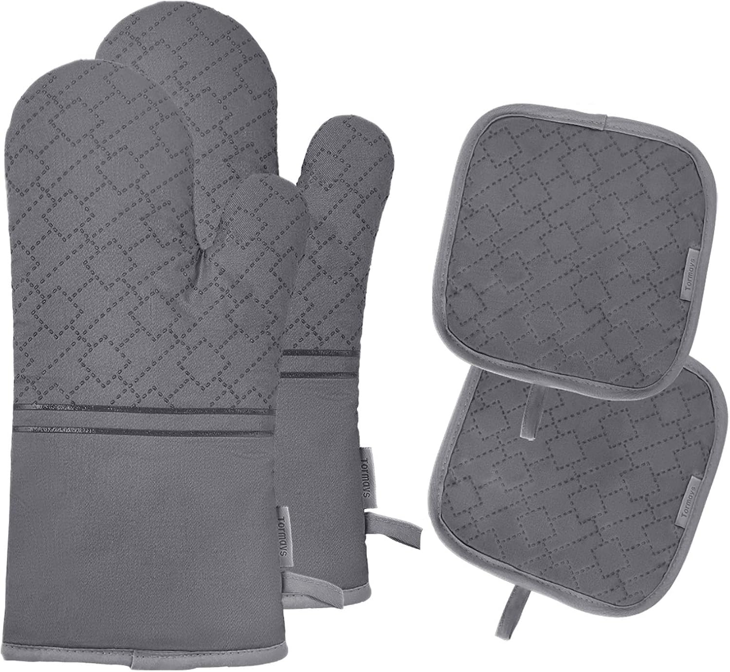 Tormays 4Pcs Oven Mitts Set with Heat Resistance and Non-Slip Design