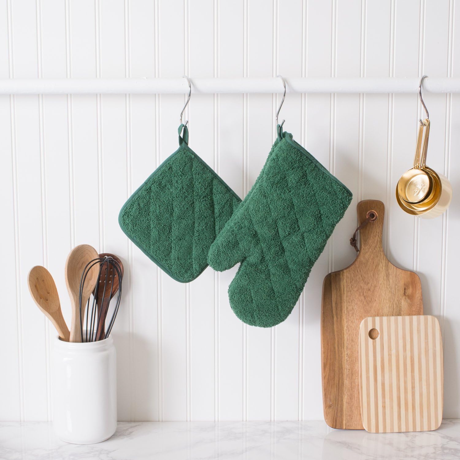DII Basic Terry Oven Mitts 2 Pack Dark Green