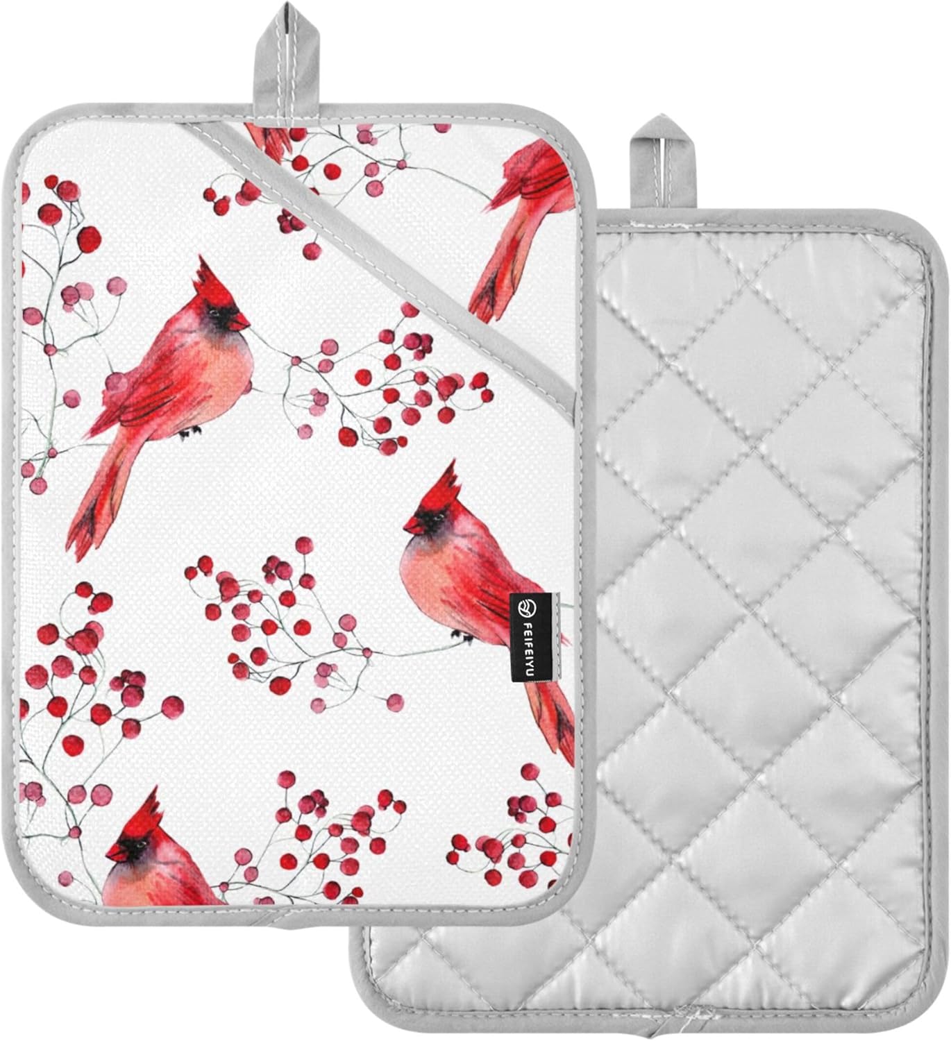 Berry Cardinal Bird Hot Pad Pot Holder Set of 2 1