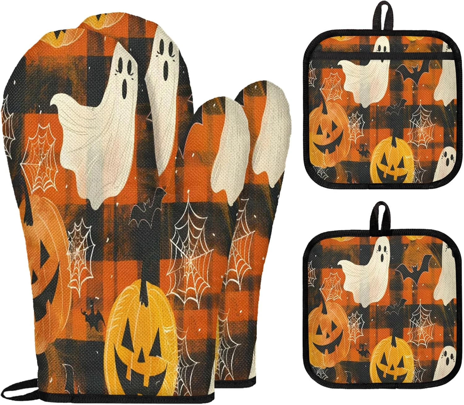 Halloween Fall PPA001 - 4-Piece Oven Mitts Potholders Set
