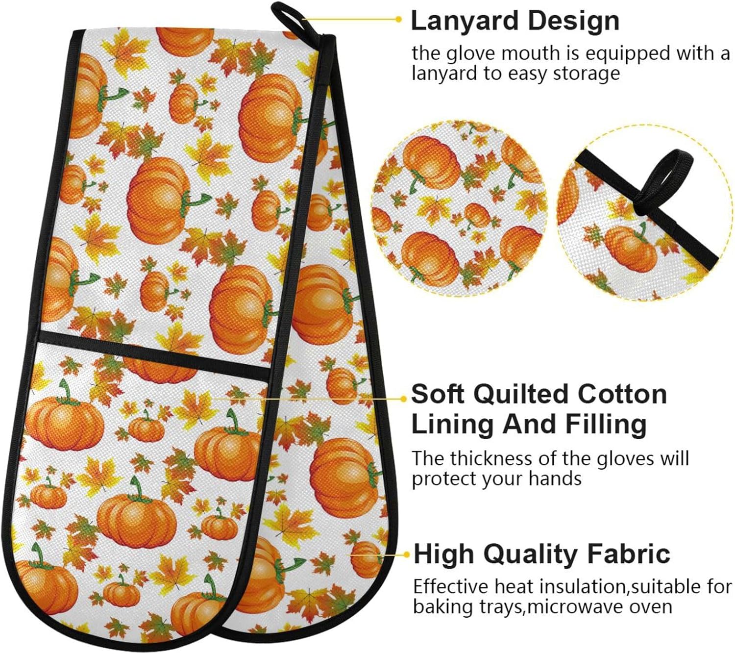 Double Oven Mitts with Halloween Leaves for Kitchen Use